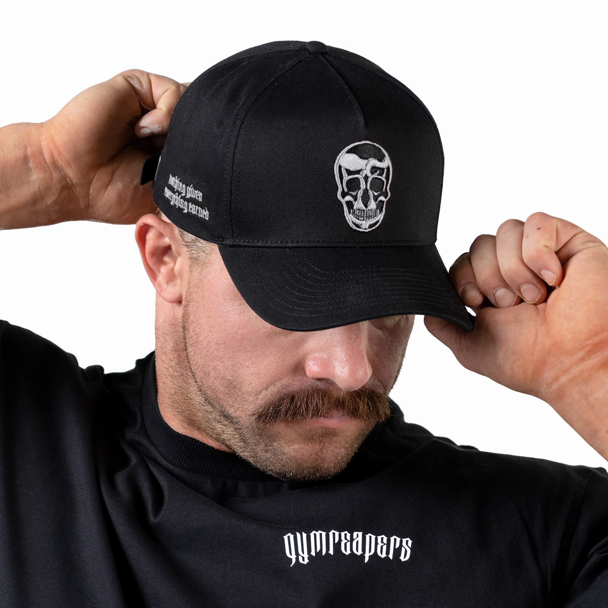 5-Panel Skull Hat - Black/White - Image 6