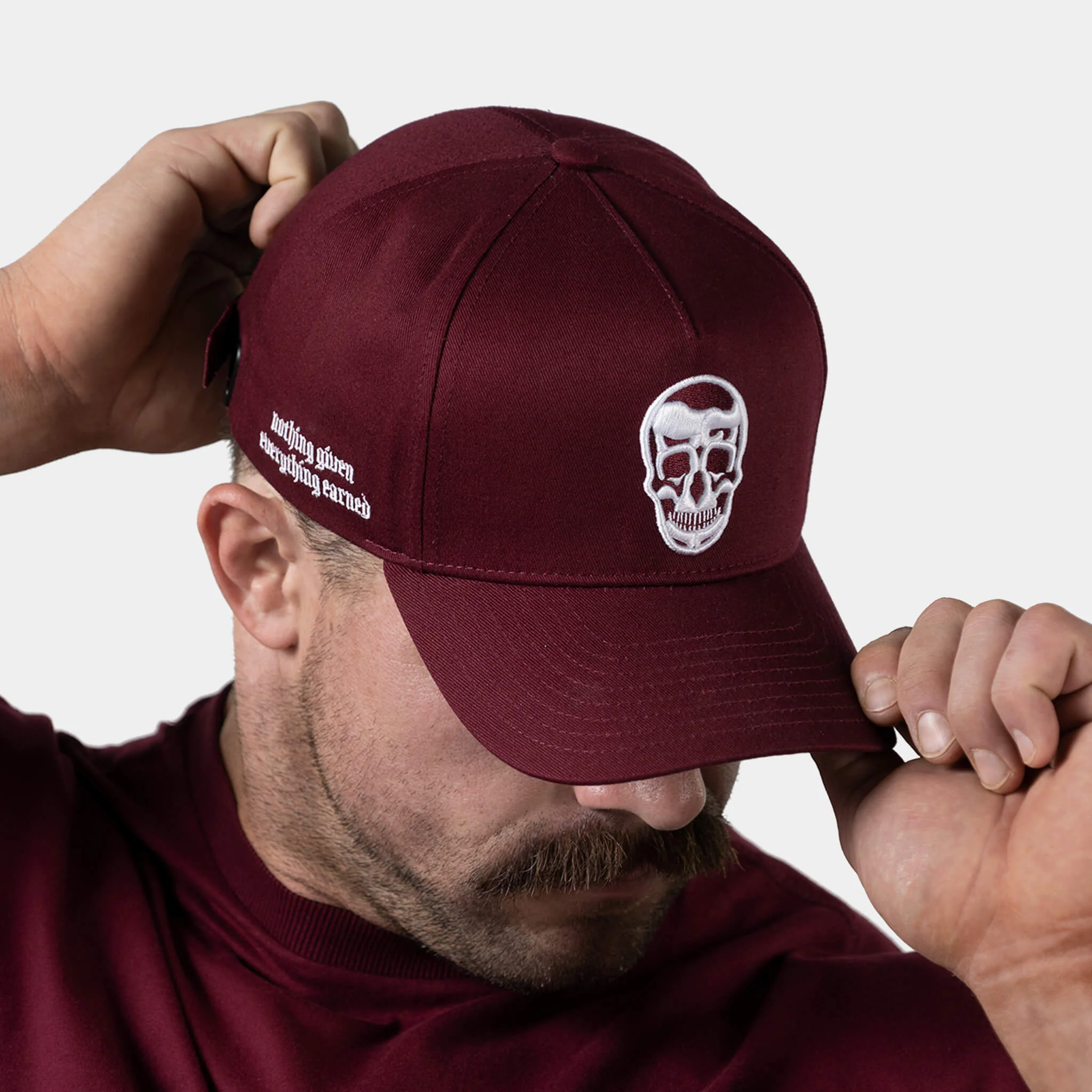 5-Panel Skull Hat - Burgundy - Image 5