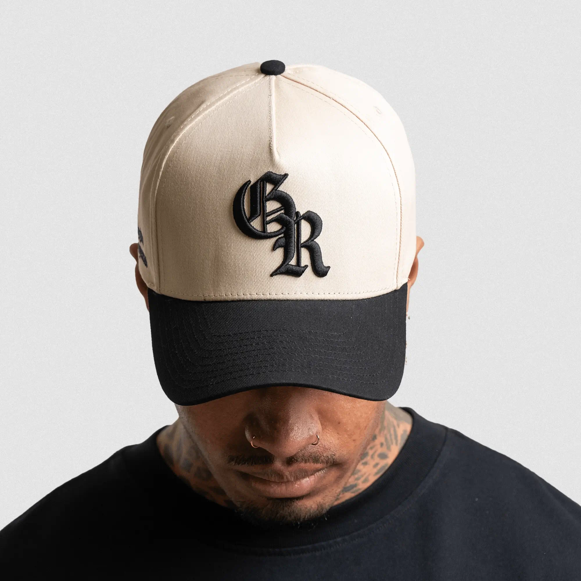 5-Panel Initial Hat - Cream/Black - Image 4