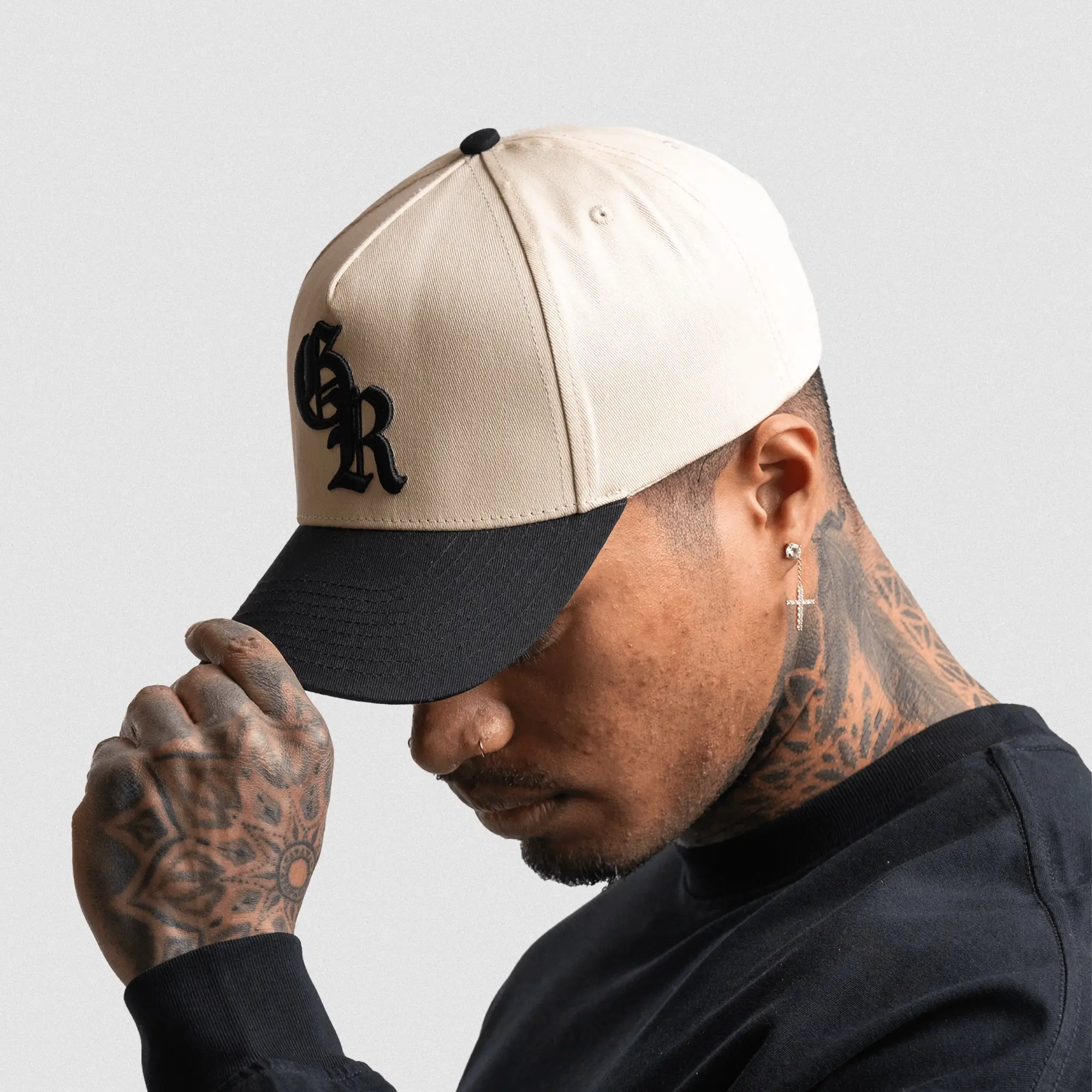 5-Panel Initial Hat - Cream/Black - Image 5