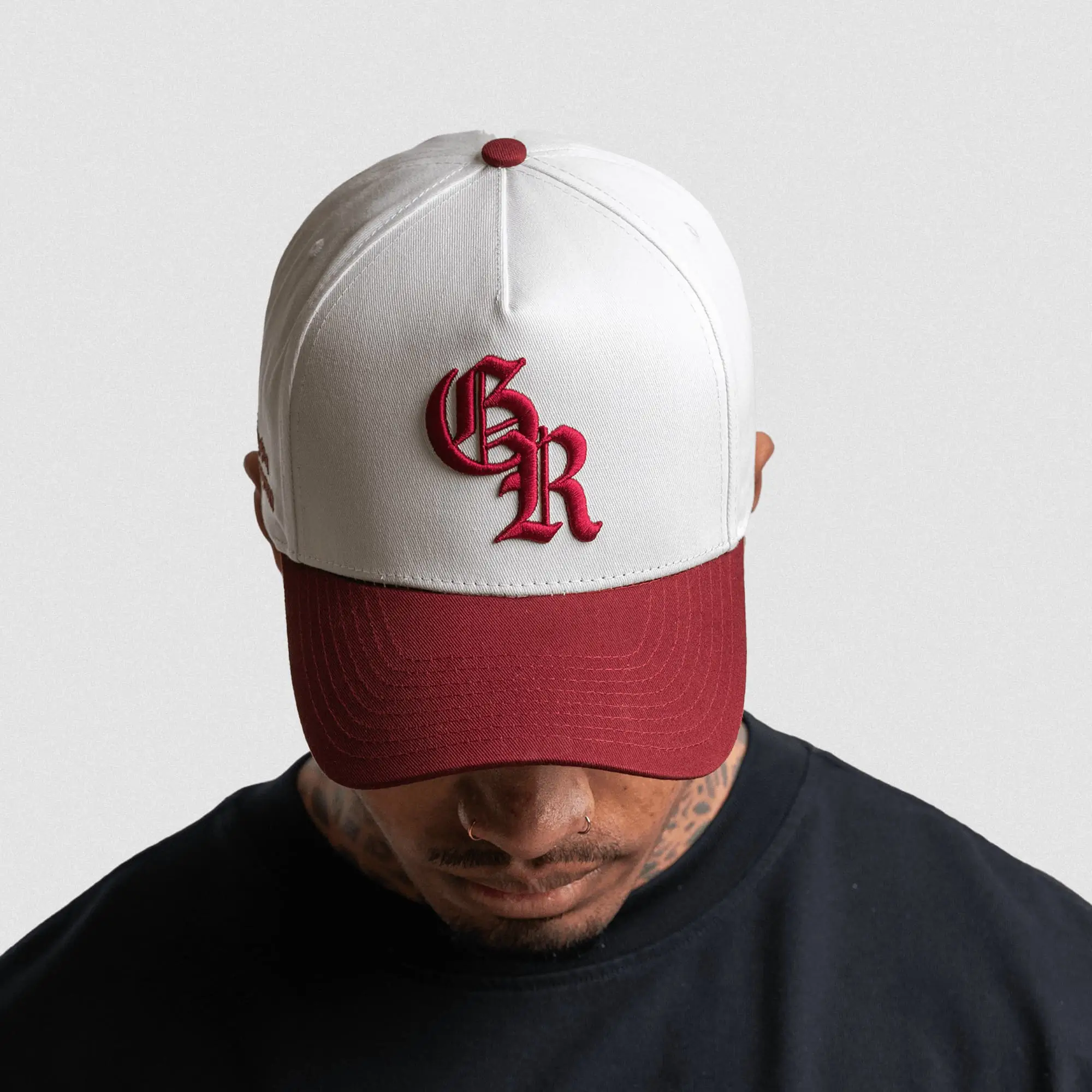5-Panel Initial Hat - White/Maroon - Image 4