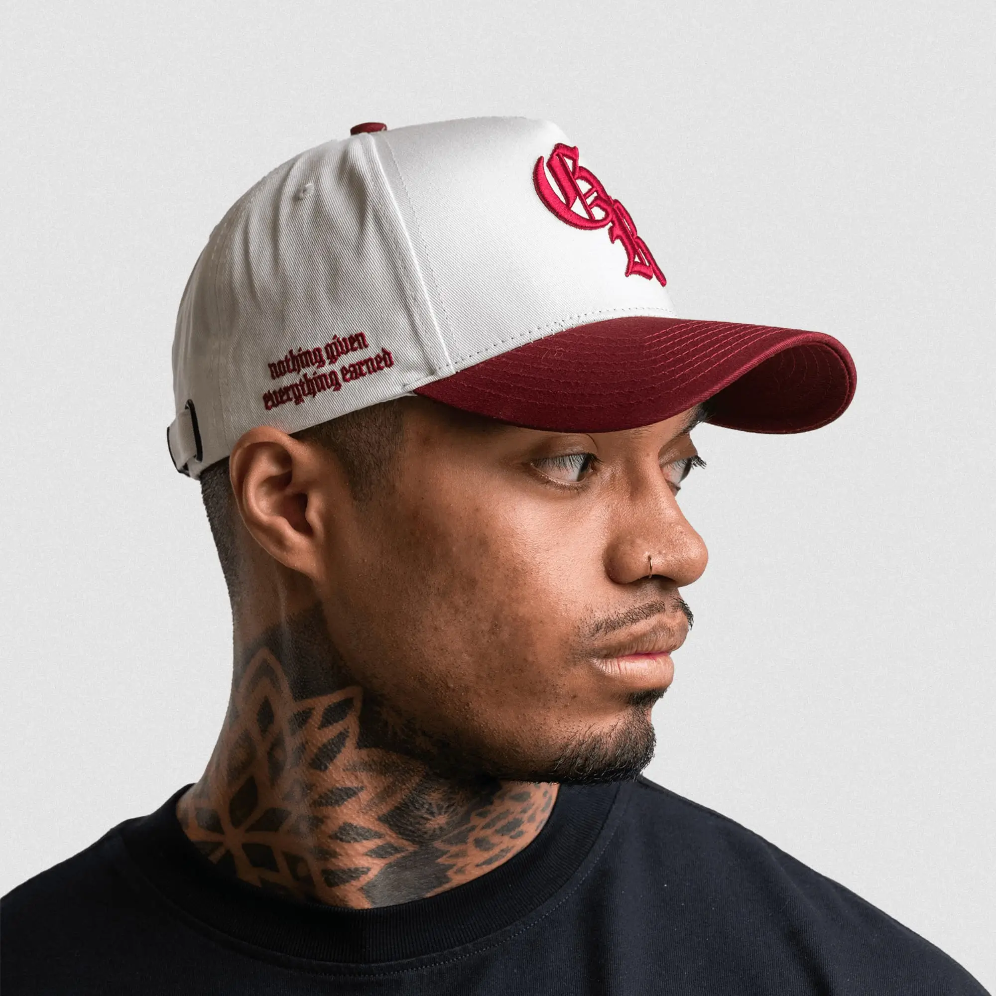 5-Panel Initial Hat - White/Maroon - Image 5