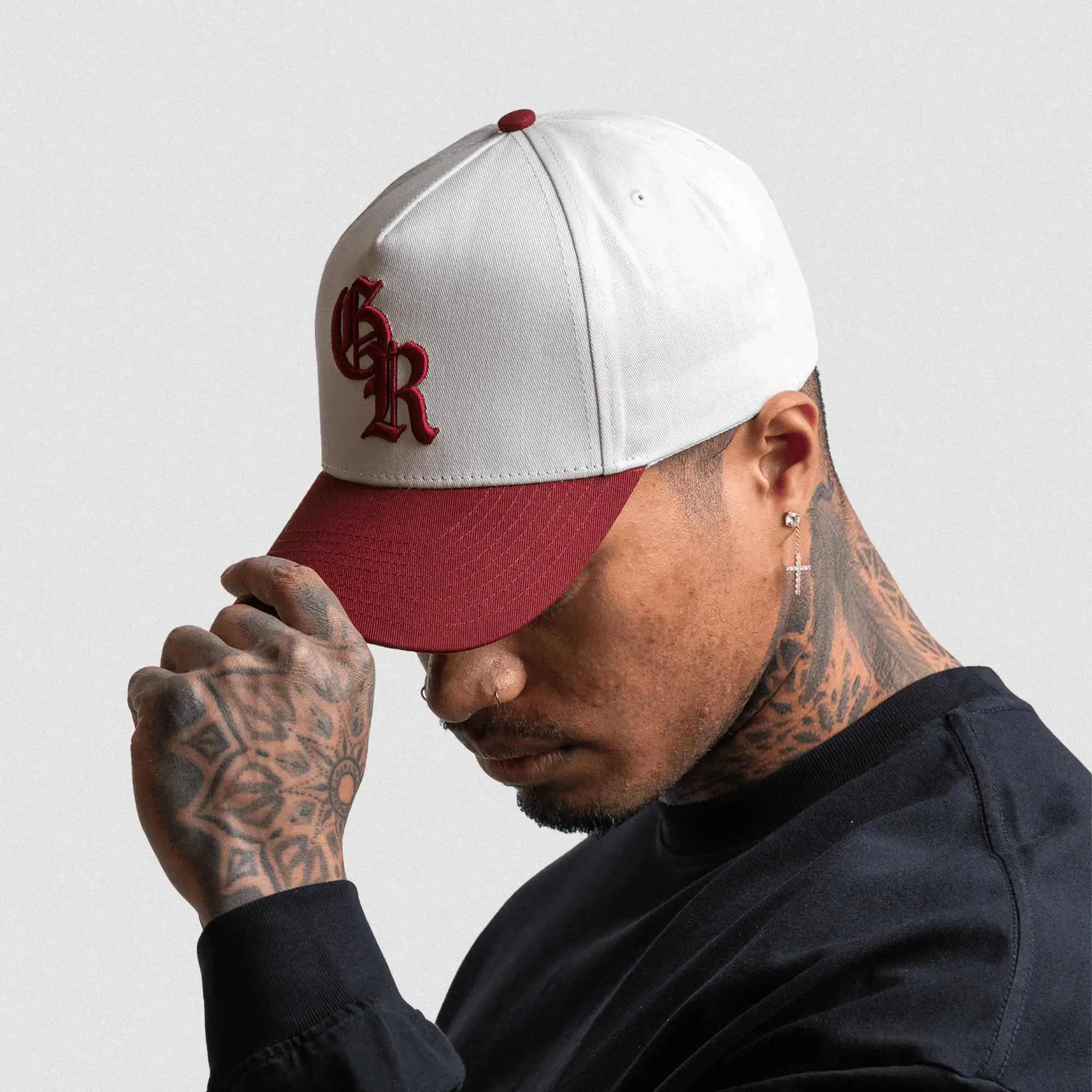 5-Panel Initial Hat - White/Maroon - Image 6