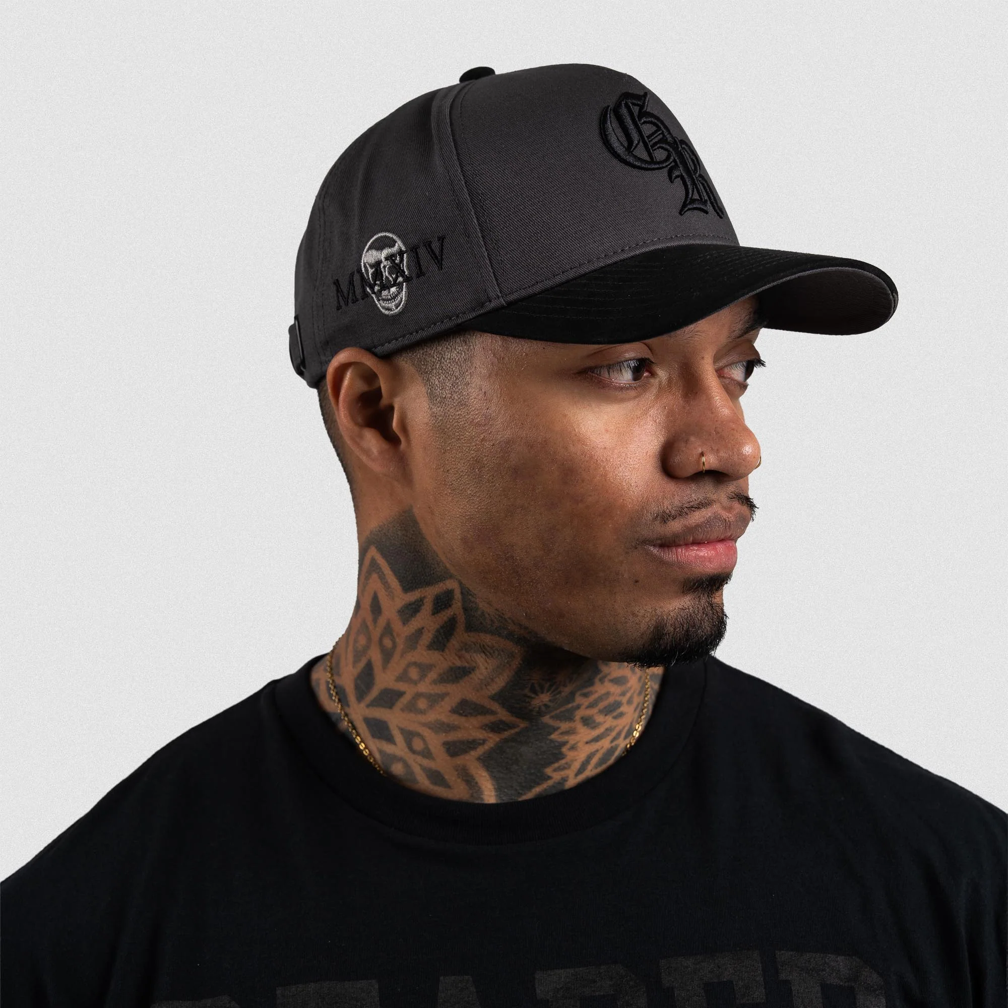 5-Panel Initial Suede Hat - Gray/Black - Image 7