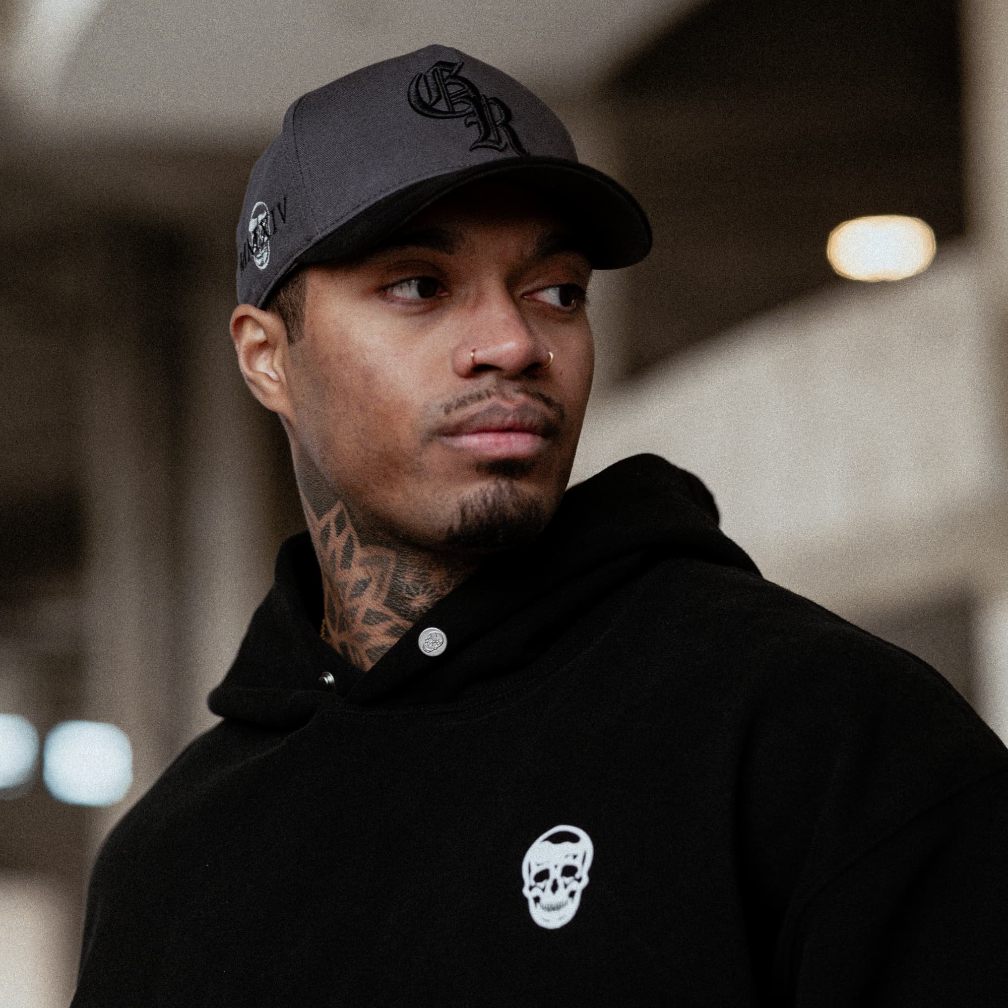 5-Panel Initial Suede Hat - Gray/Black - Image 8