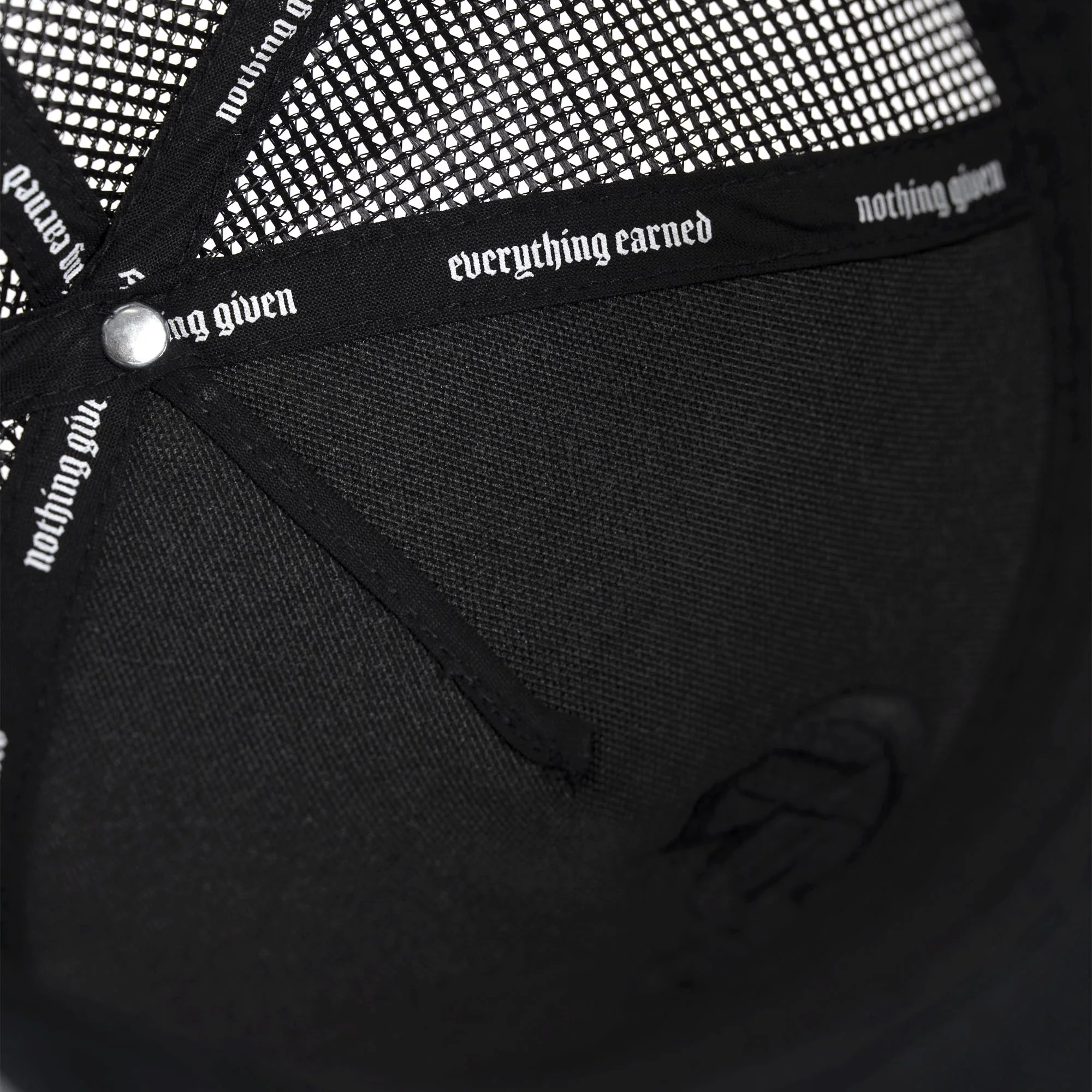 5-Panel Initial Trucker Hat - Black/Black - Image 3