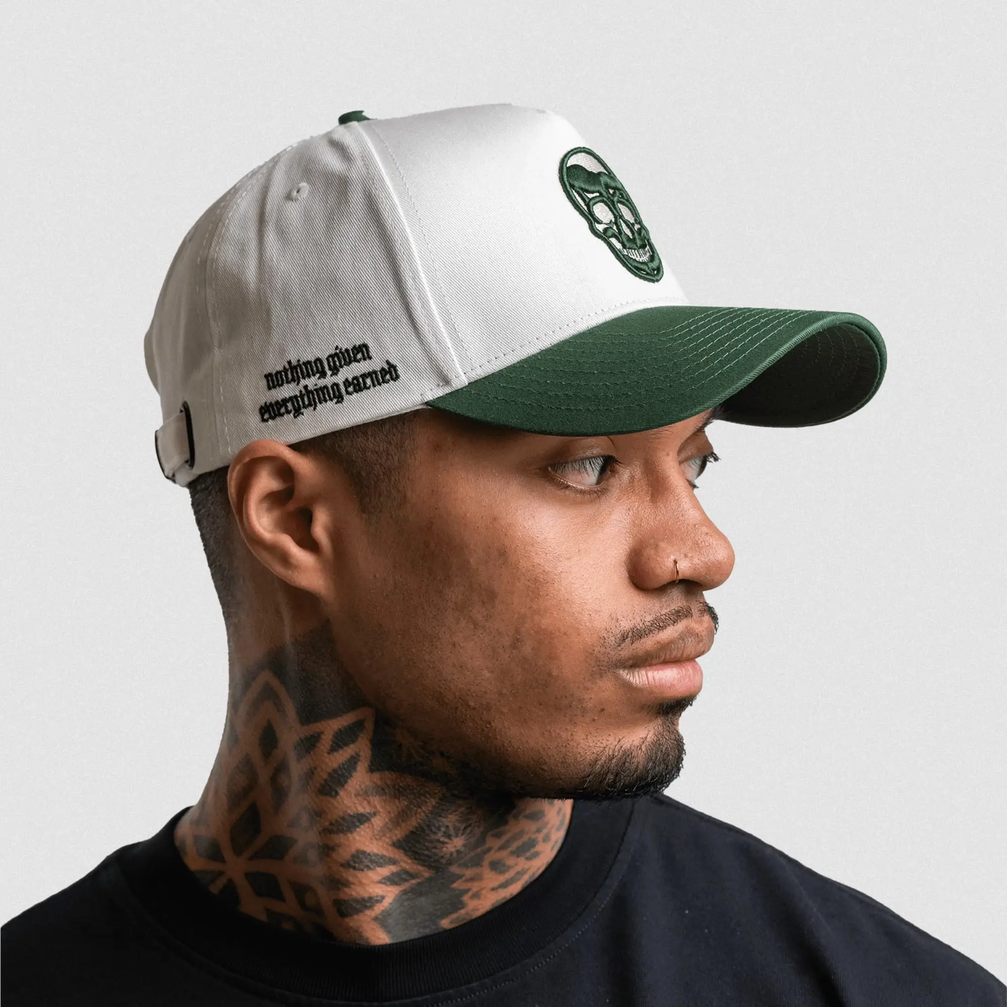 5-Panel Skull Hat - White/Green - Image 5