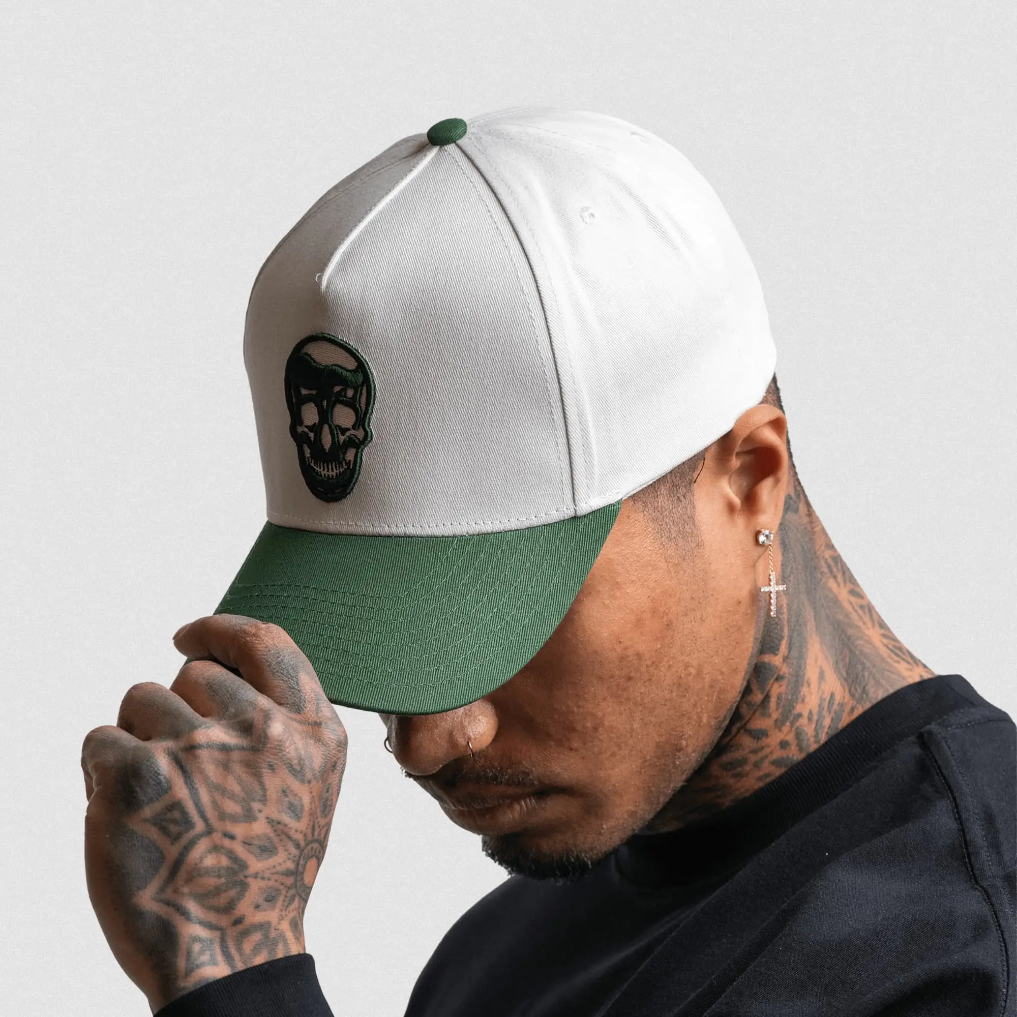 5-Panel Skull Hat - White/Green - Image 6