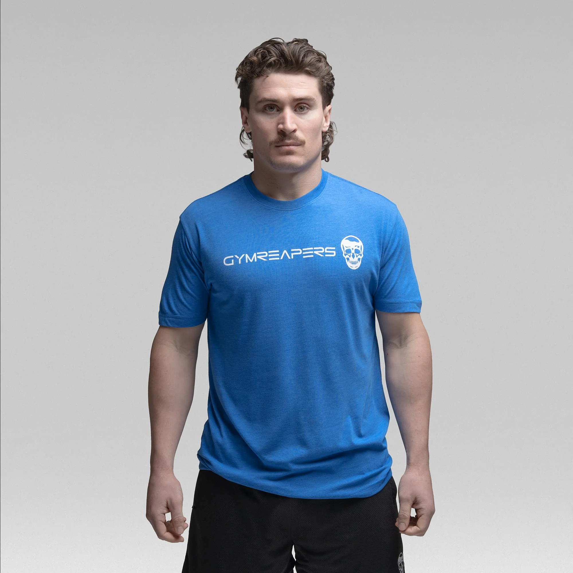 Active Tri-Blend Basic Tee - Electric Blue/White - Image 4