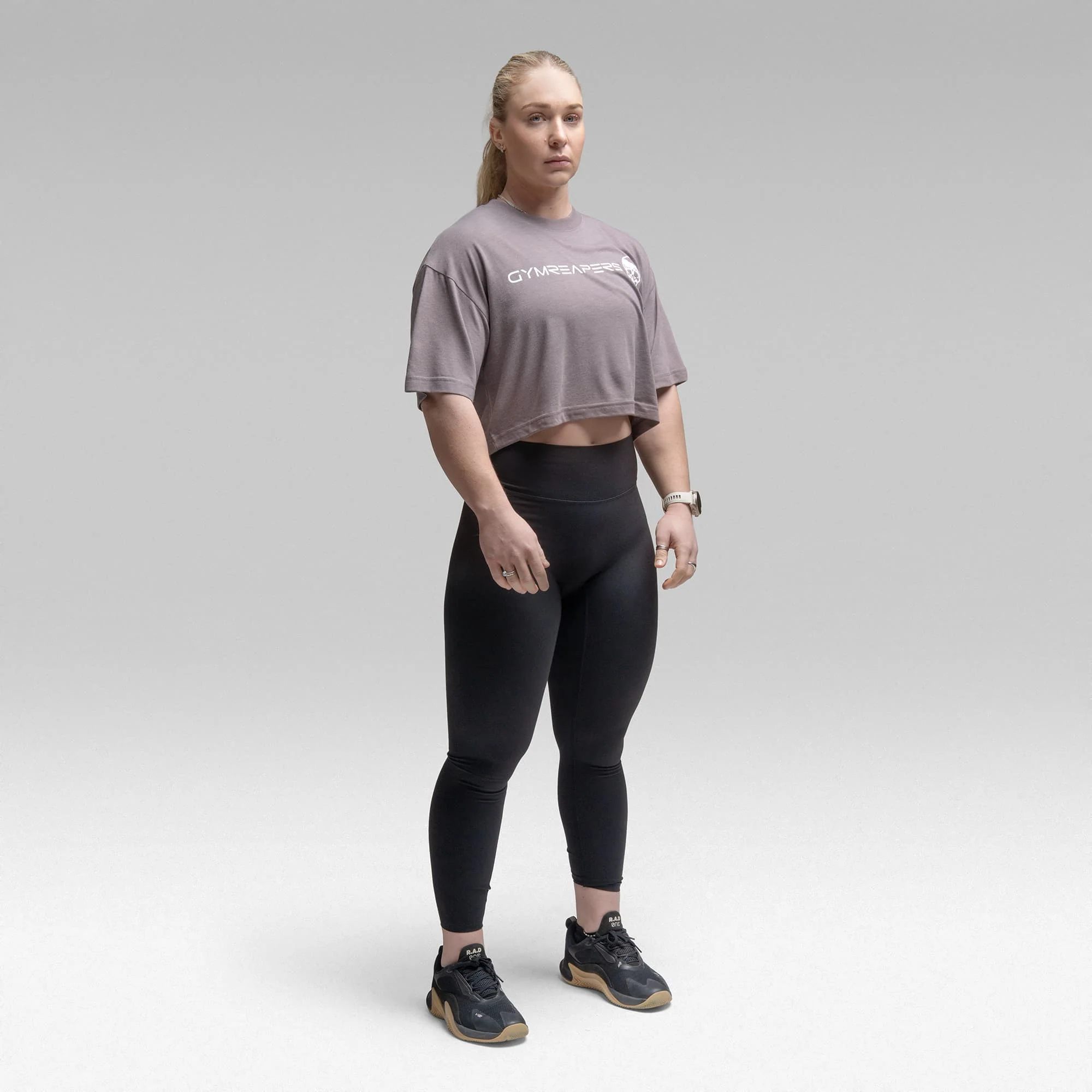 Active Tri-Blend Cropped Tee - Lilac/White - Image 3