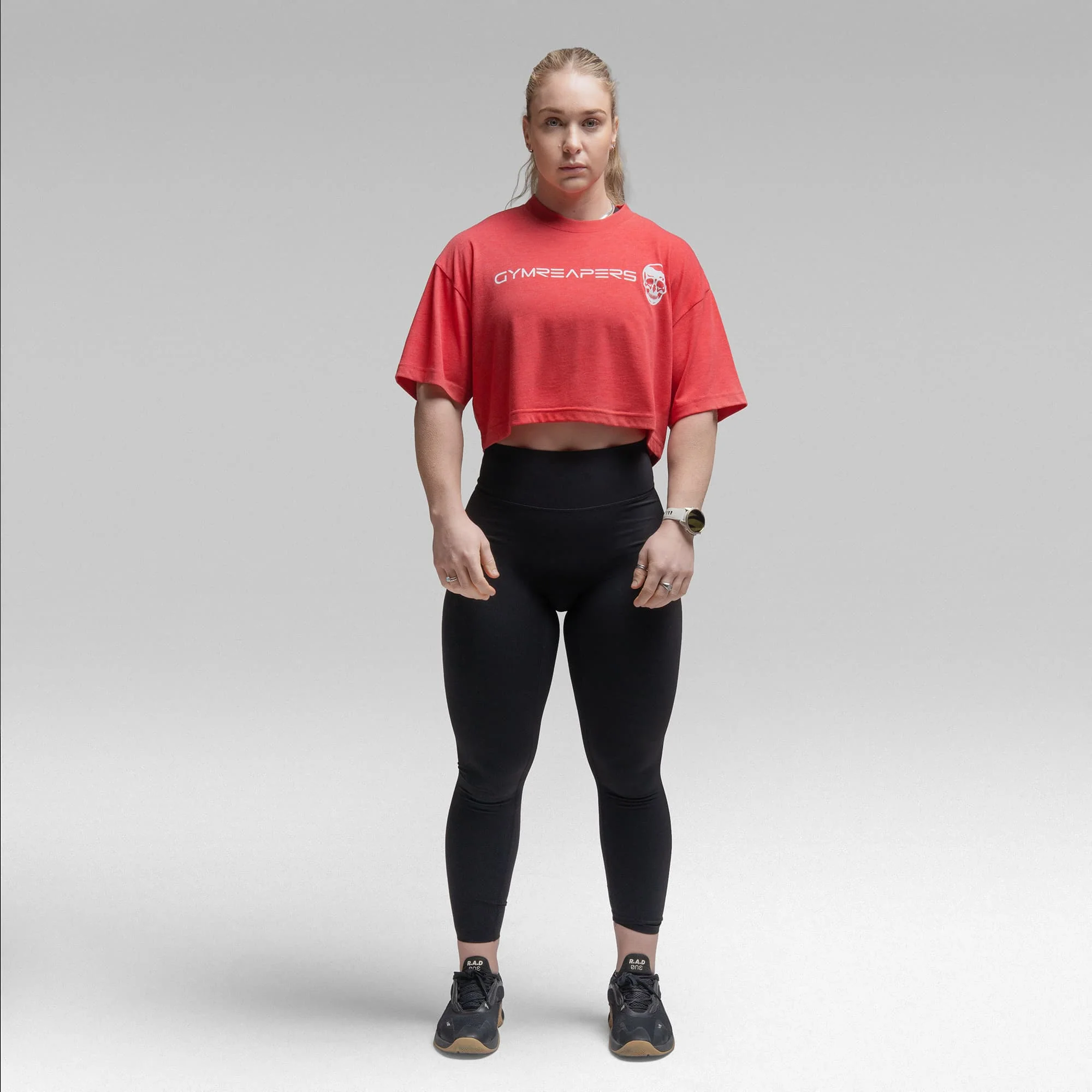 Active Tri-Blend Cropped Tee - Red/White - Image 3