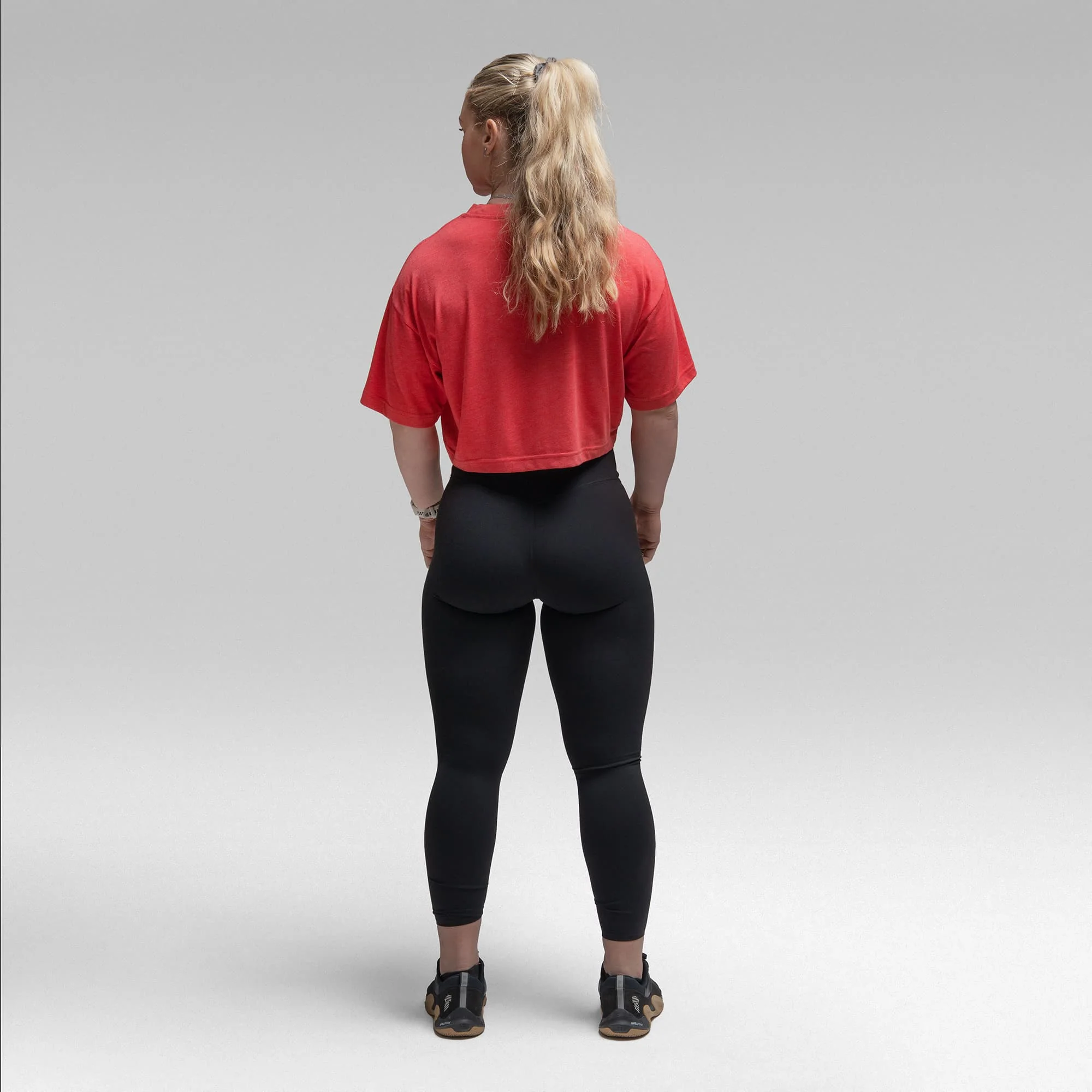 Active Tri-Blend Cropped Tee - Red/White - Image 4
