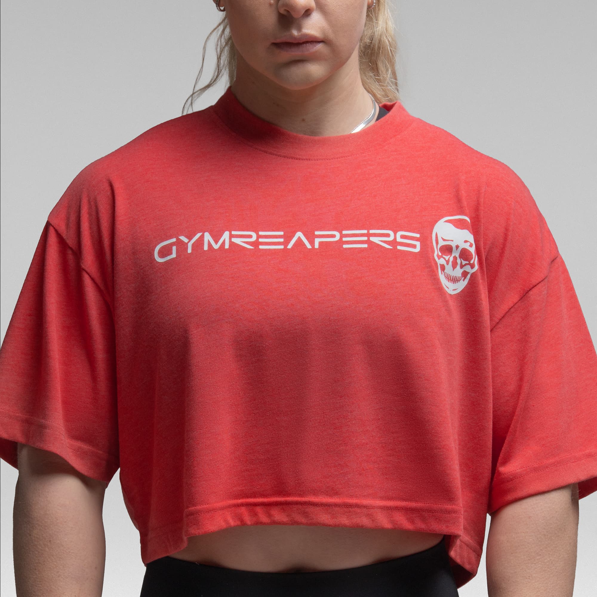 Active Tri-Blend Cropped Tee - Red/White - Image 5
