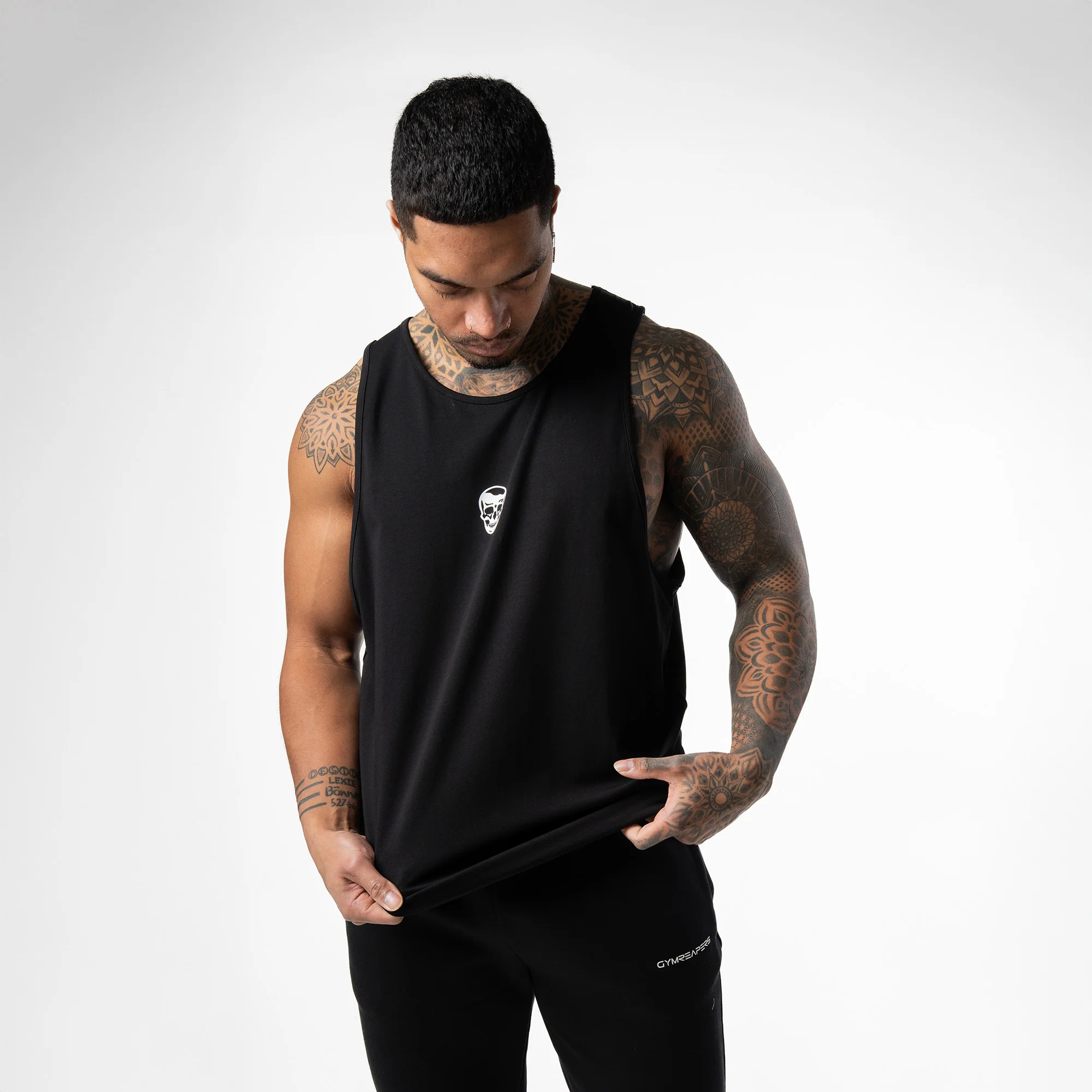 Axis Scoop Hem Tank - Black/White - Image 3