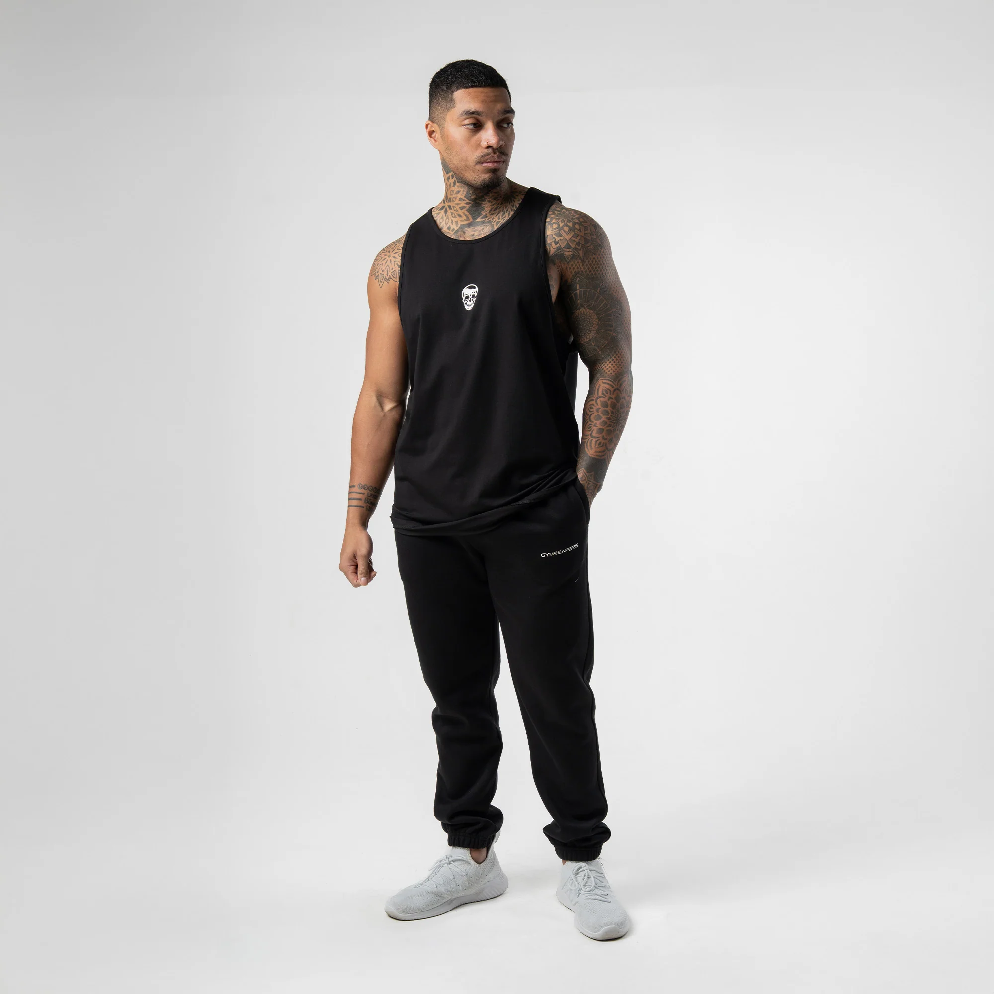 Axis Scoop Hem Tank - Black/White - Image 5