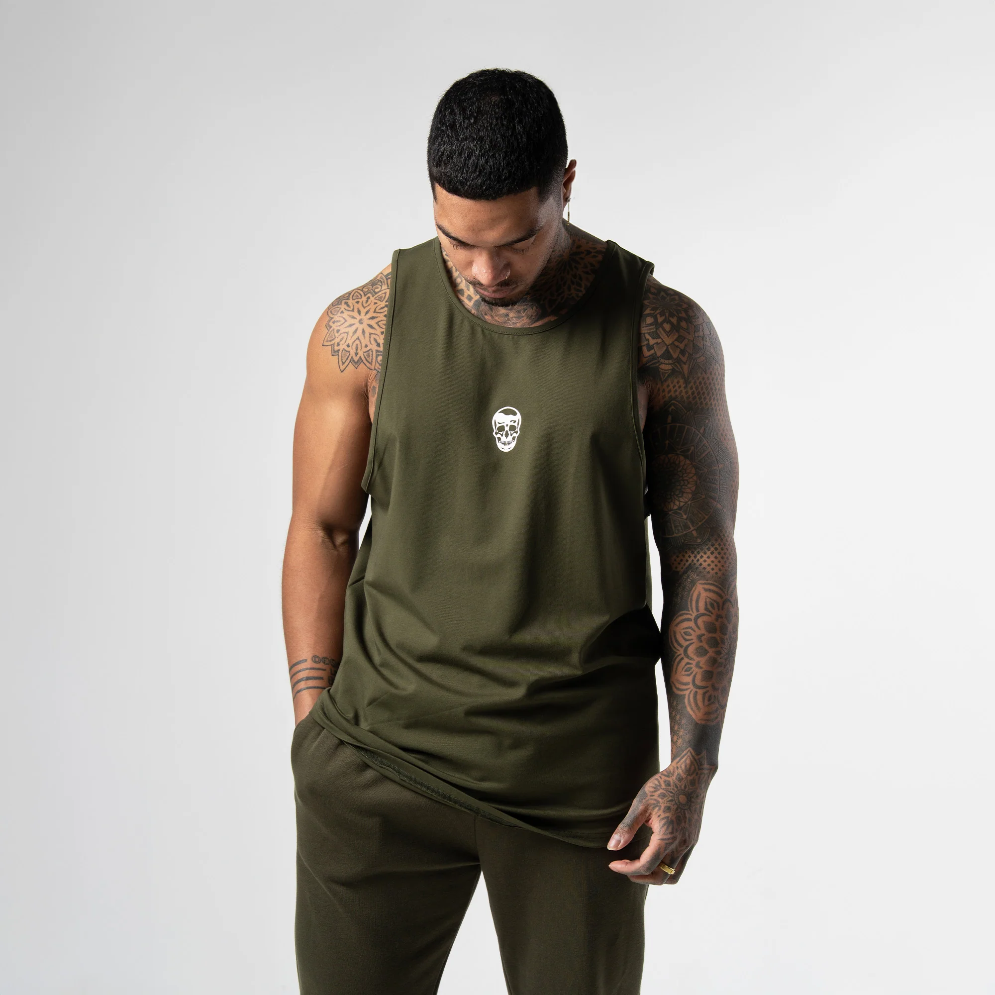 Axis Scoop Hem Tank - OD Green - Image 3