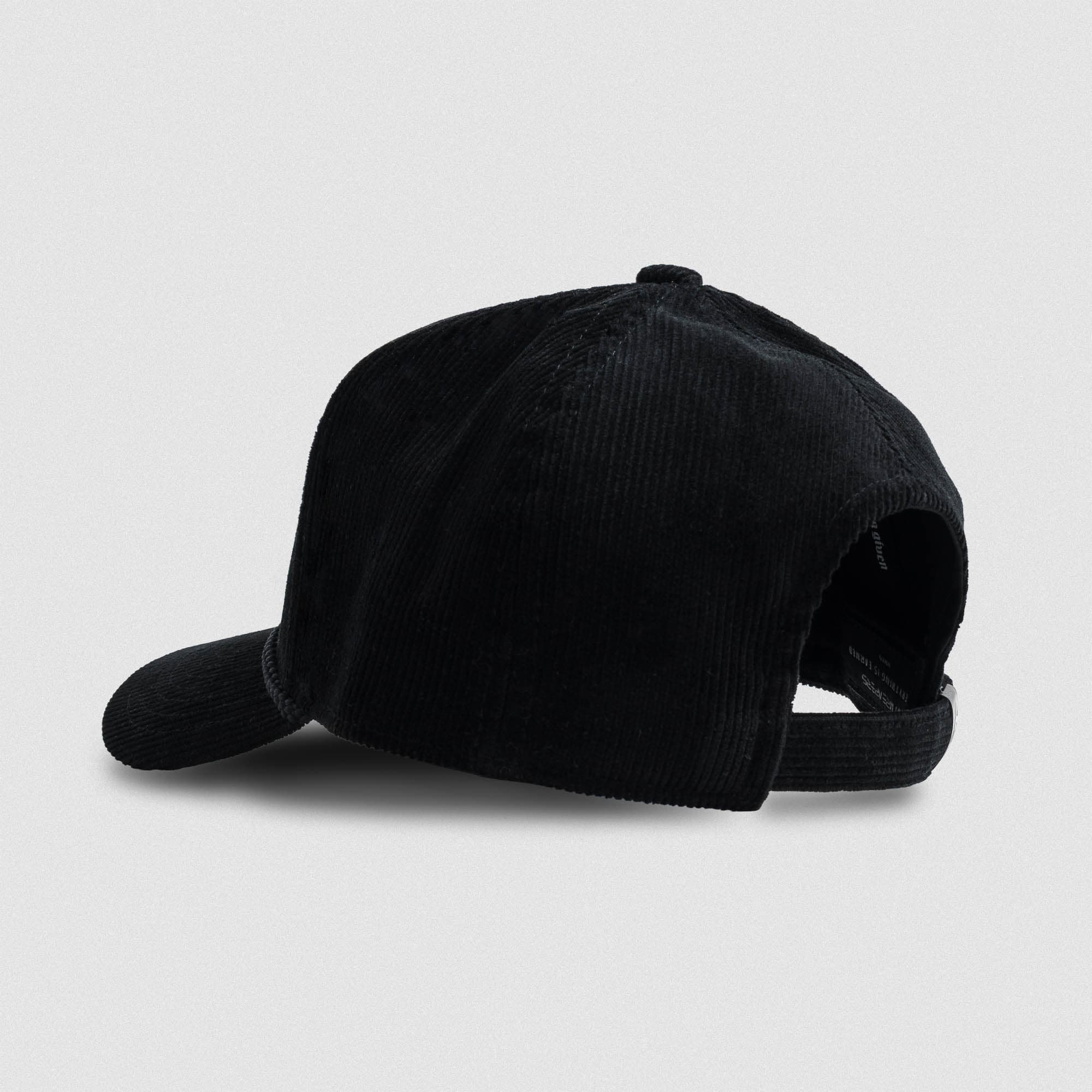 Corduroy 5-Panel Skull Hat - Black/Black - Image 2