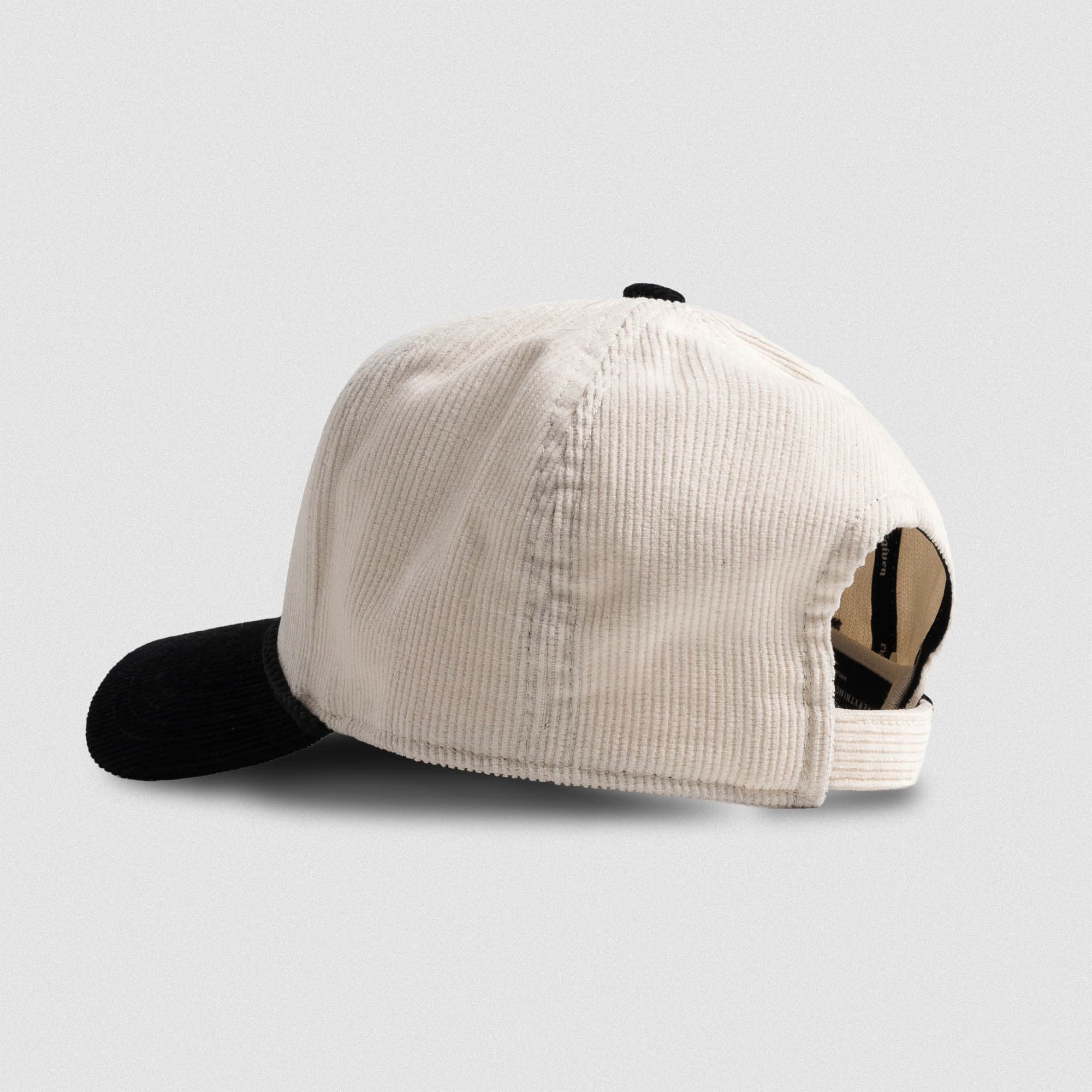 Corduroy 5-Panel Skull Hat - Cream/Black - Image 2
