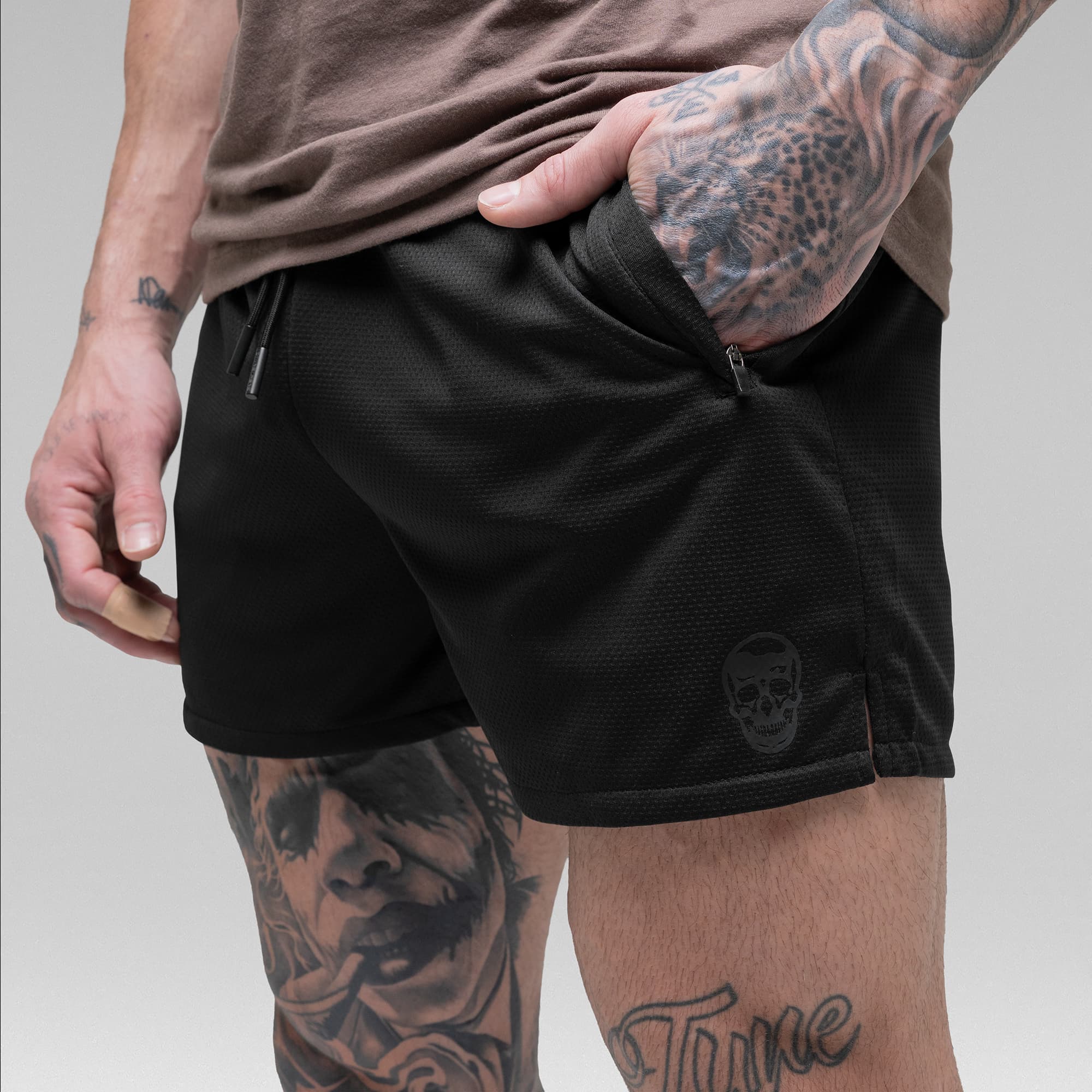 Core Skull Mesh Training Shorts - Black/Black - Image 6