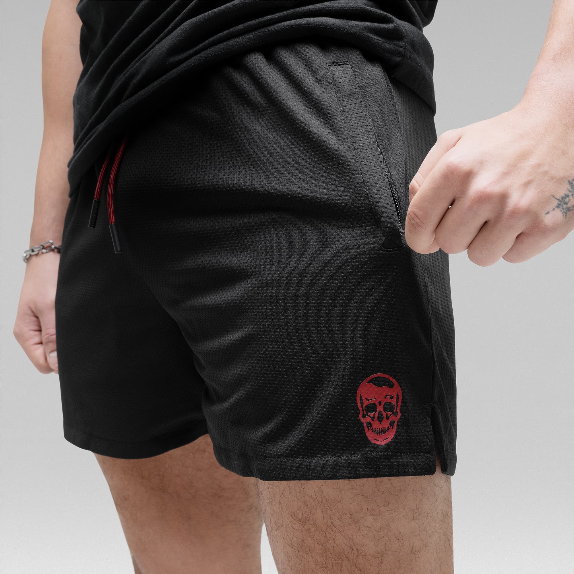 Core Skull Mesh Training Shorts - Black/Red - Image 5