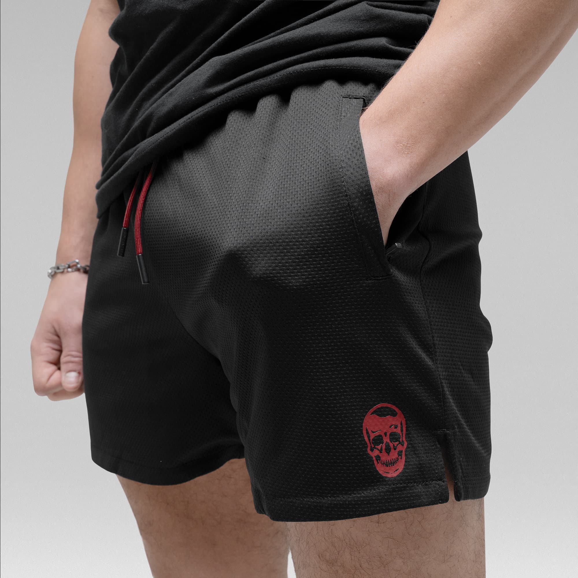 Core Skull Mesh Training Shorts - Black/Red - Image 6