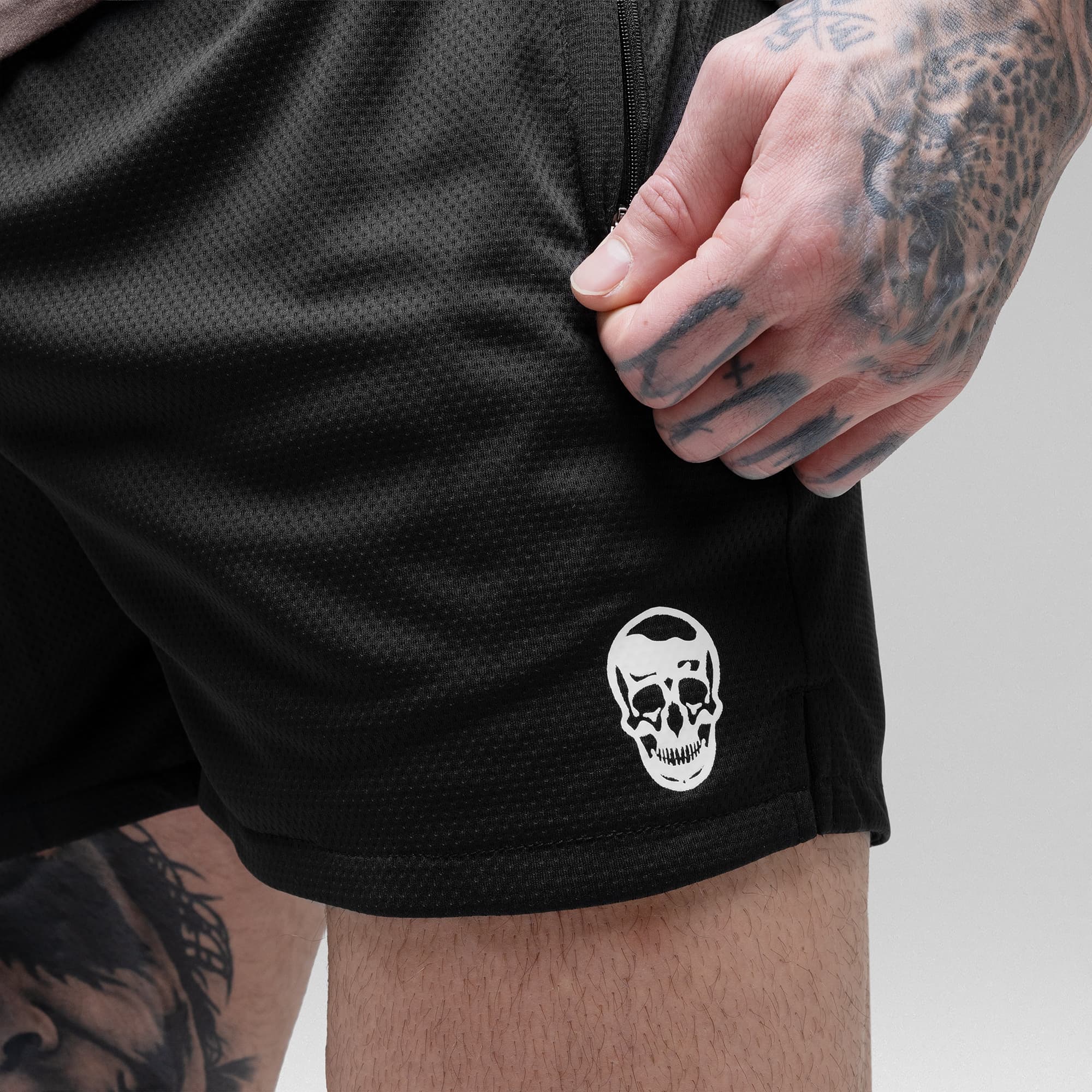 Core Skull Mesh Training Shorts - Black/White - Image 5