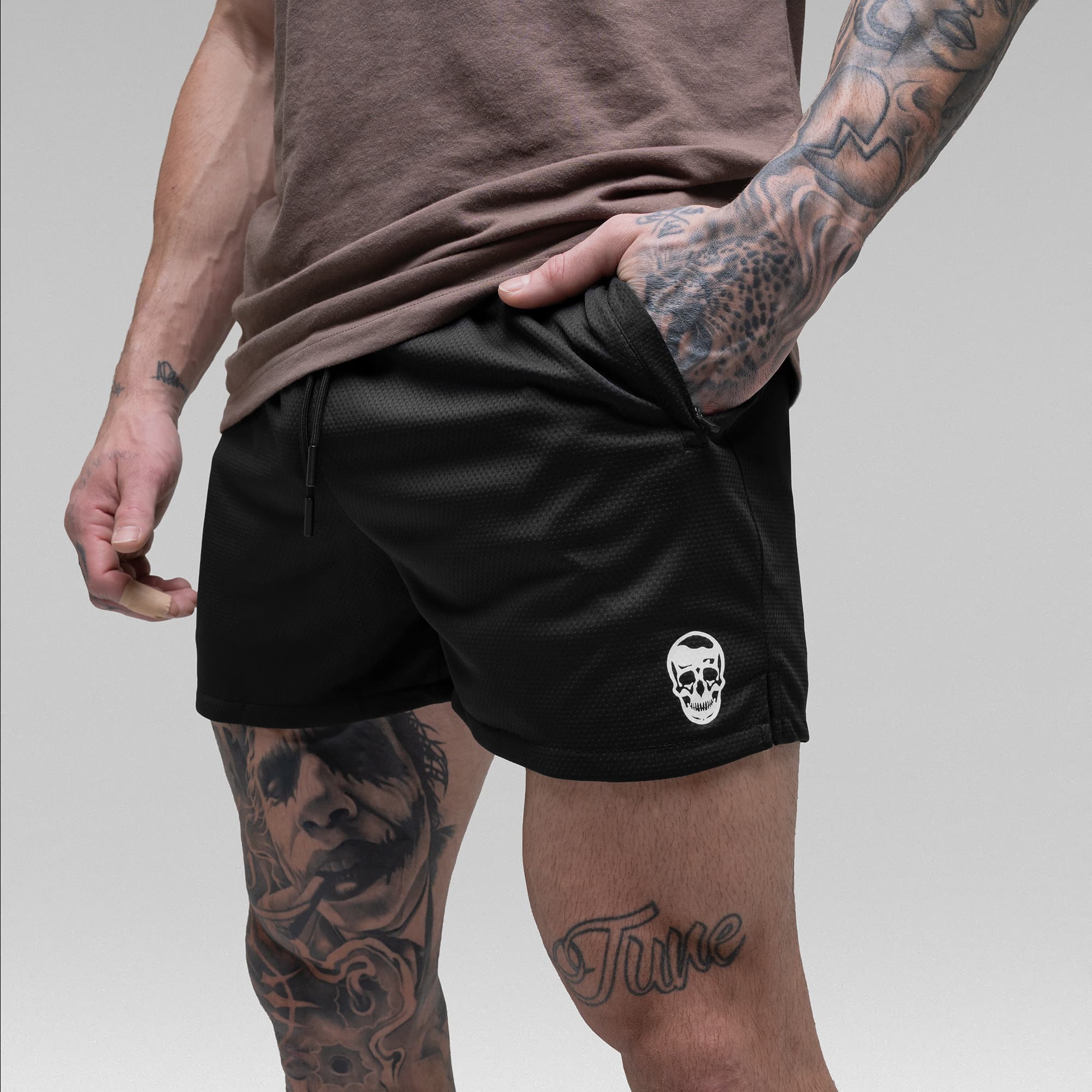 Core Skull Mesh Training Shorts - Black/White - Image 6