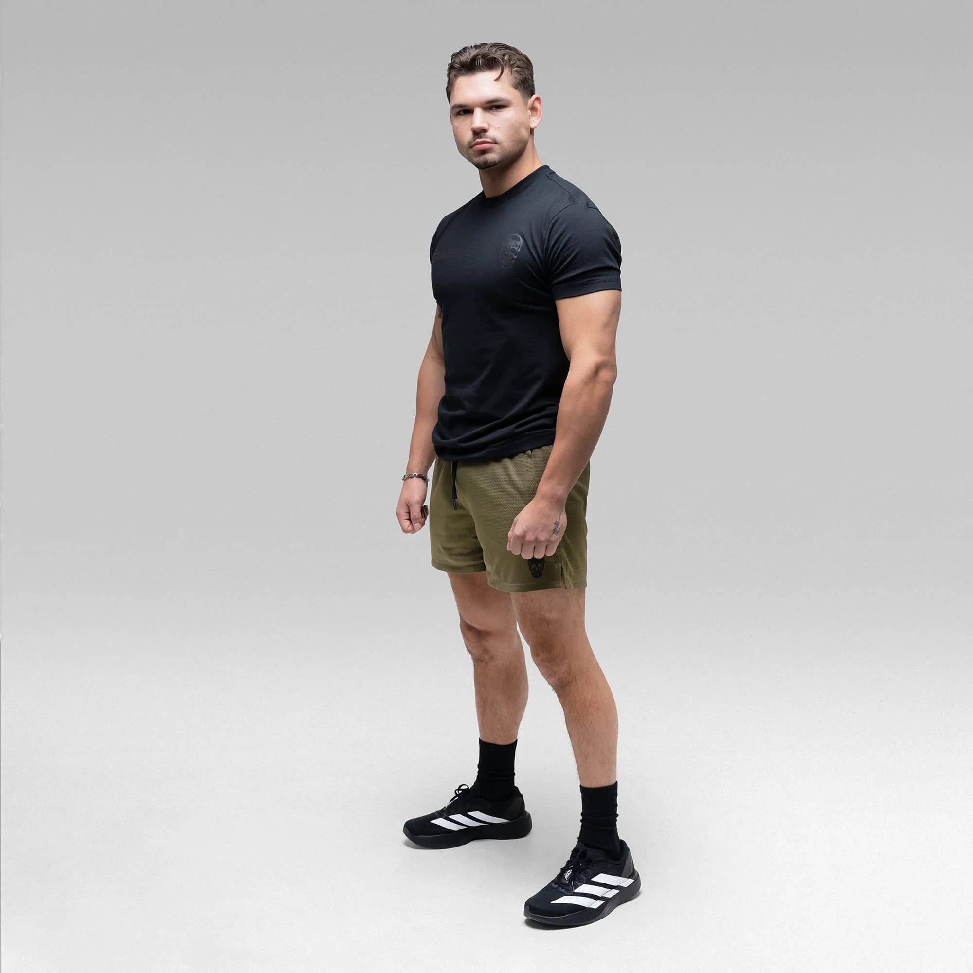 Core Skull Mesh Training Shorts - Khaki Green - Image 4