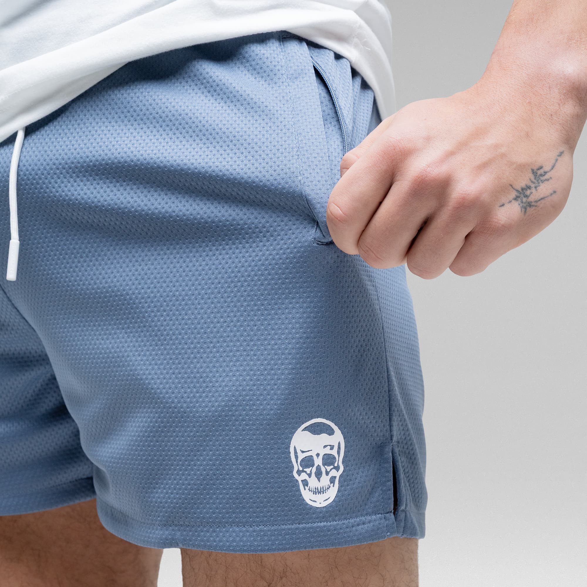 Core Skull Mesh Training Shorts - Pale Blue - Image 4