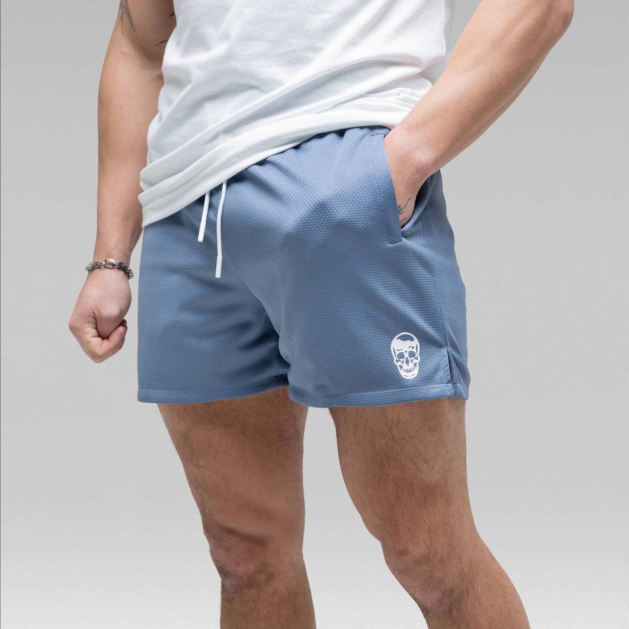 Core Skull Mesh Training Shorts - Pale Blue - Image 5