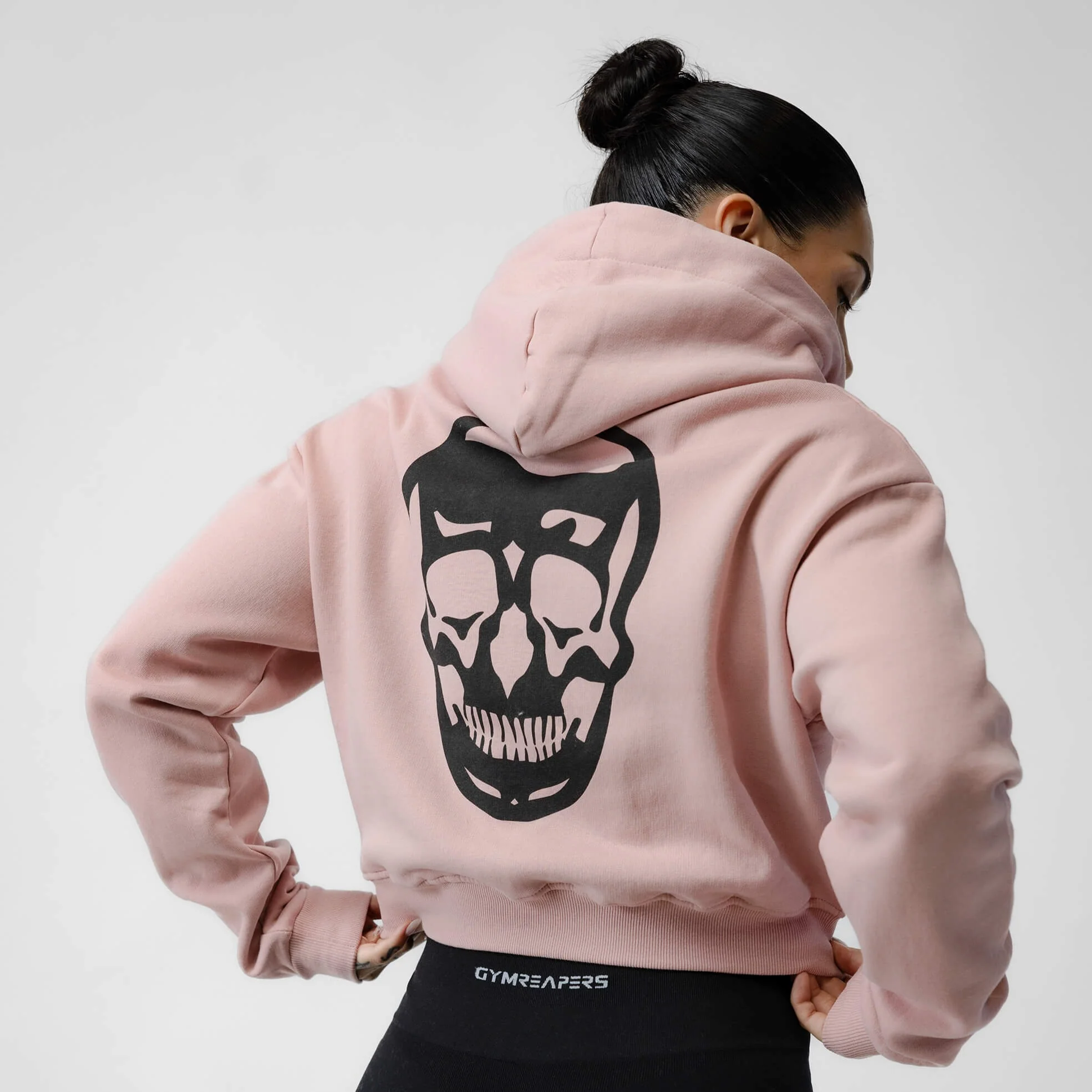 Cropped Zip-Up Hoodie - Mauve - Image 2
