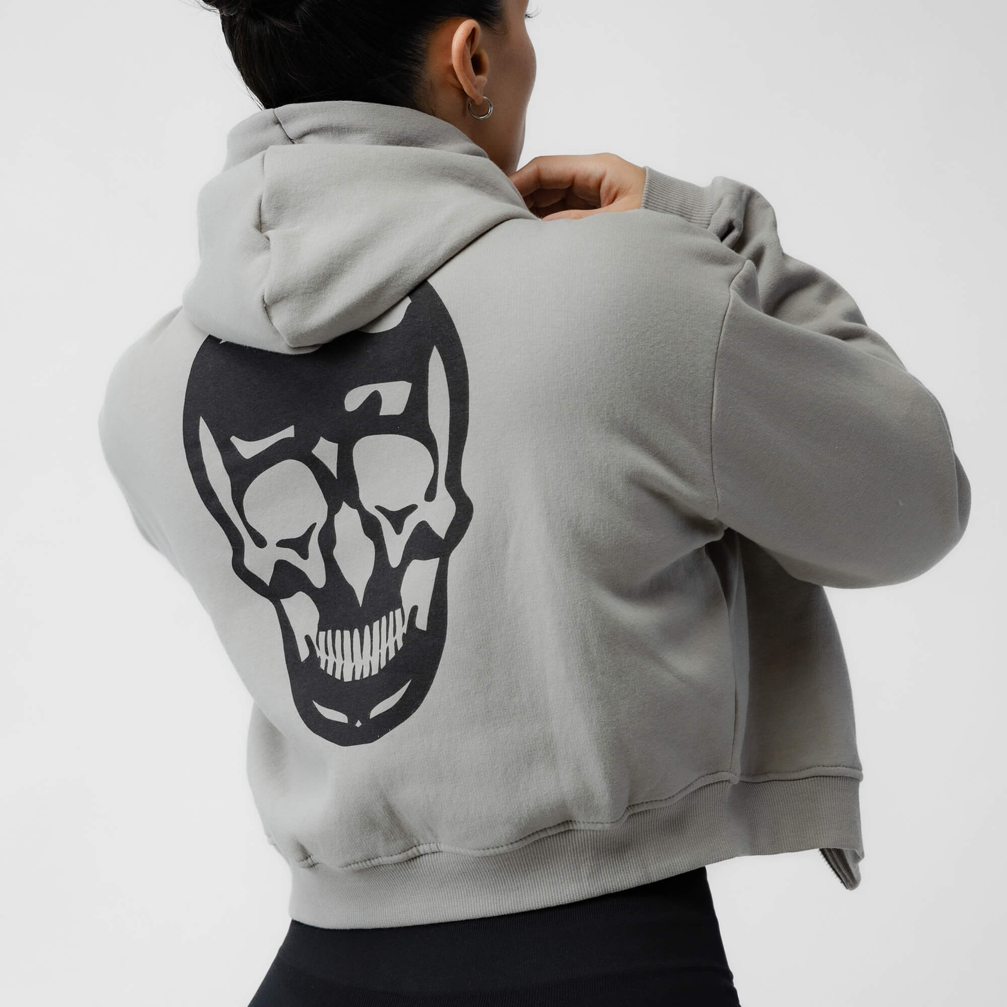 Cropped Zip-Up Hoodie - Slate - Image 2