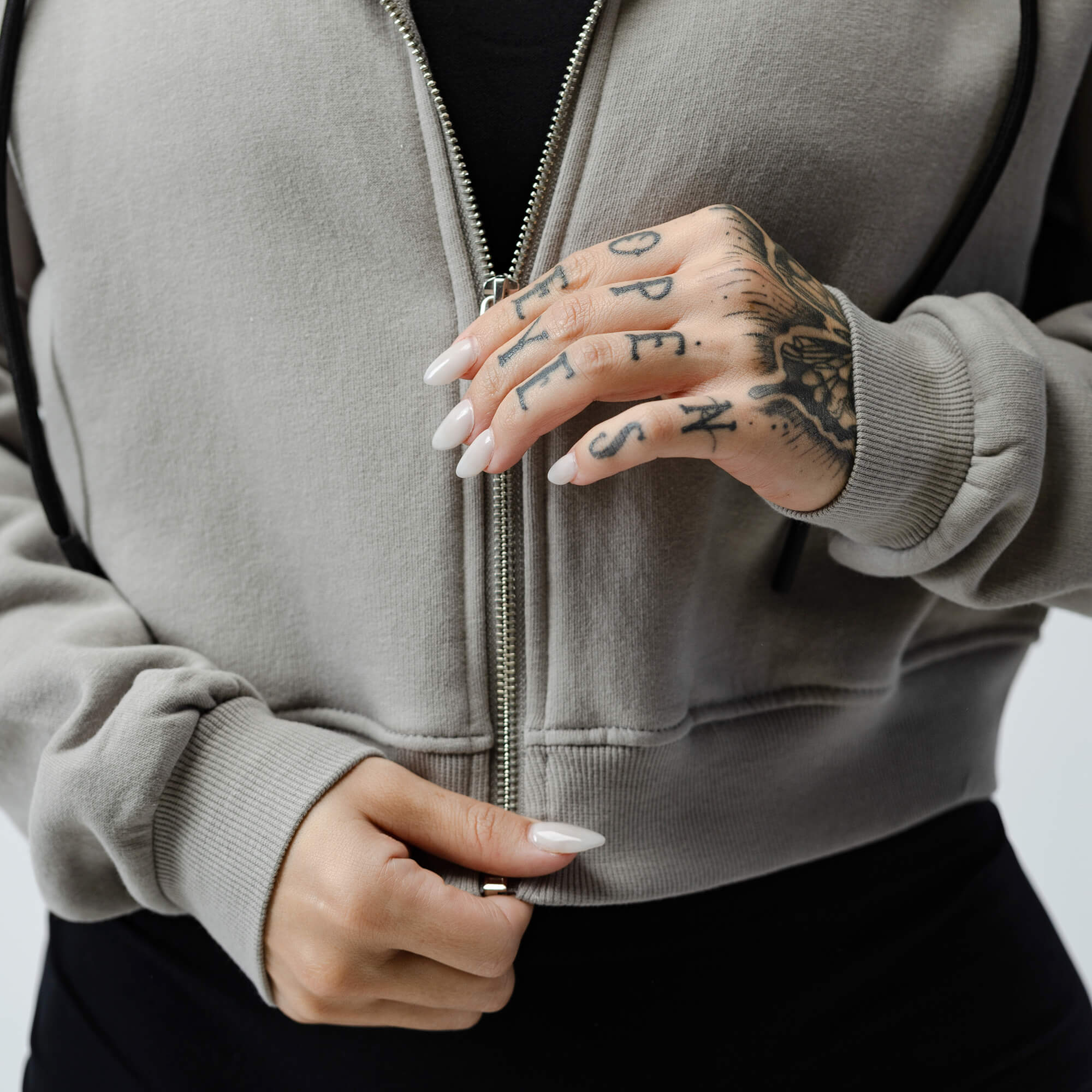 Cropped Zip-Up Hoodie - Slate - Image 4