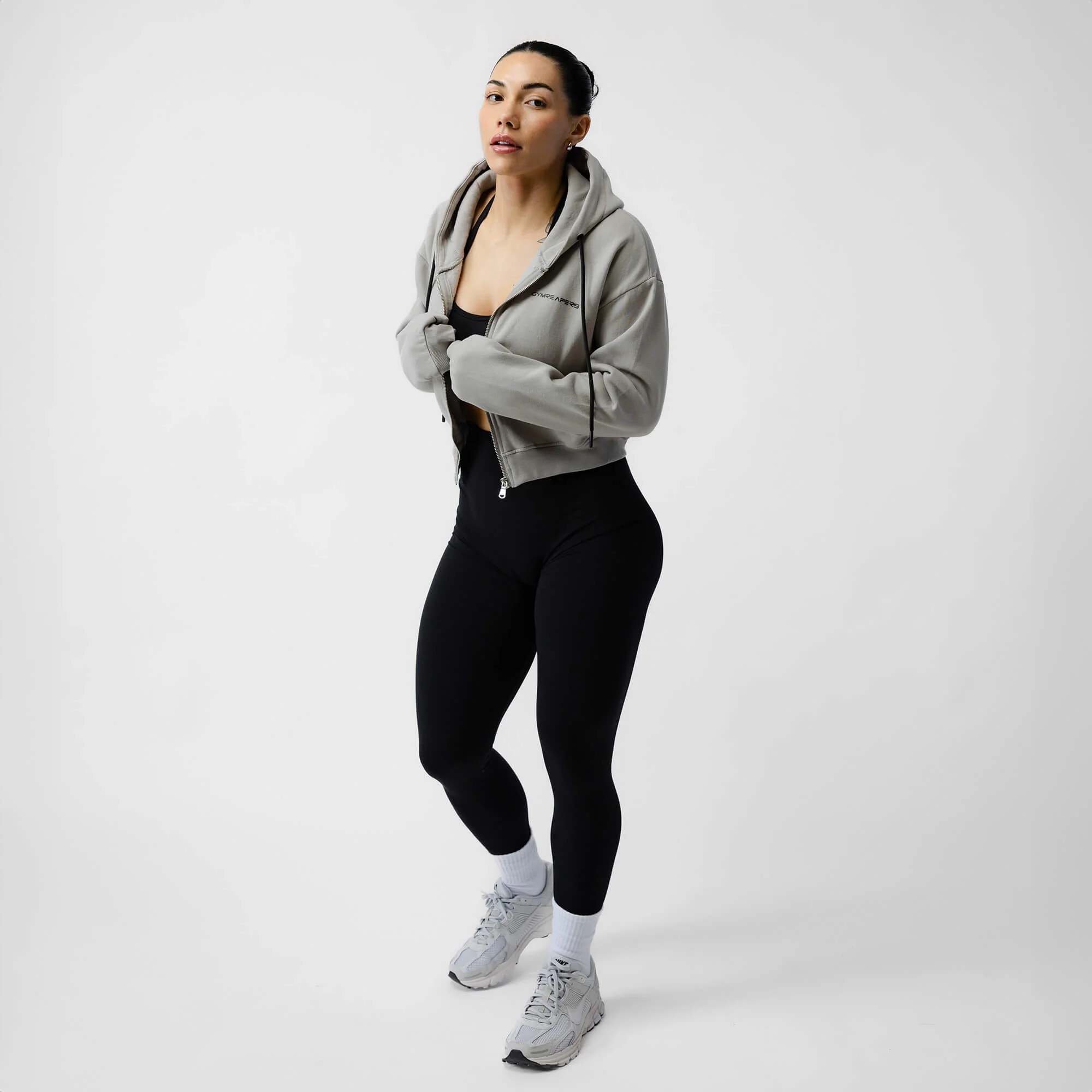 Cropped Zip-Up Hoodie - Slate - Image 5