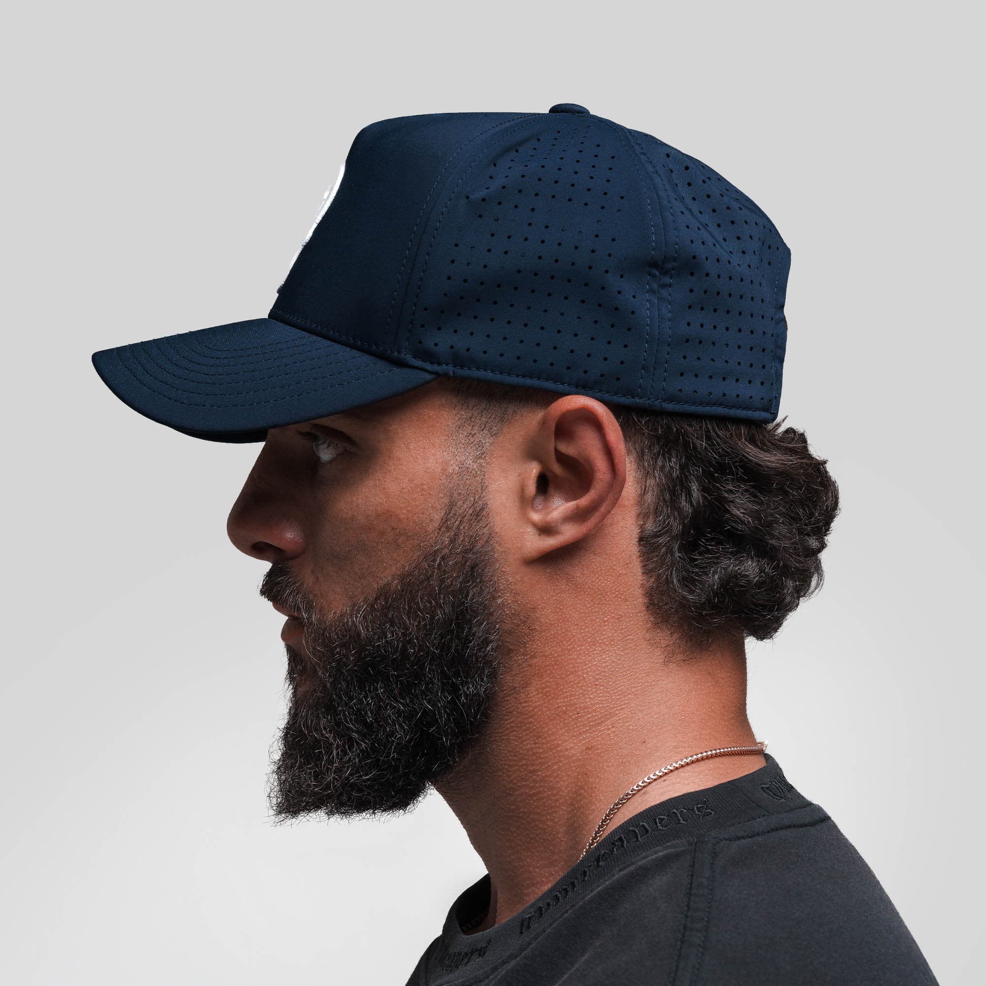 Hybrid Performance 5-Panel Hat - Navy/White - Image 6
