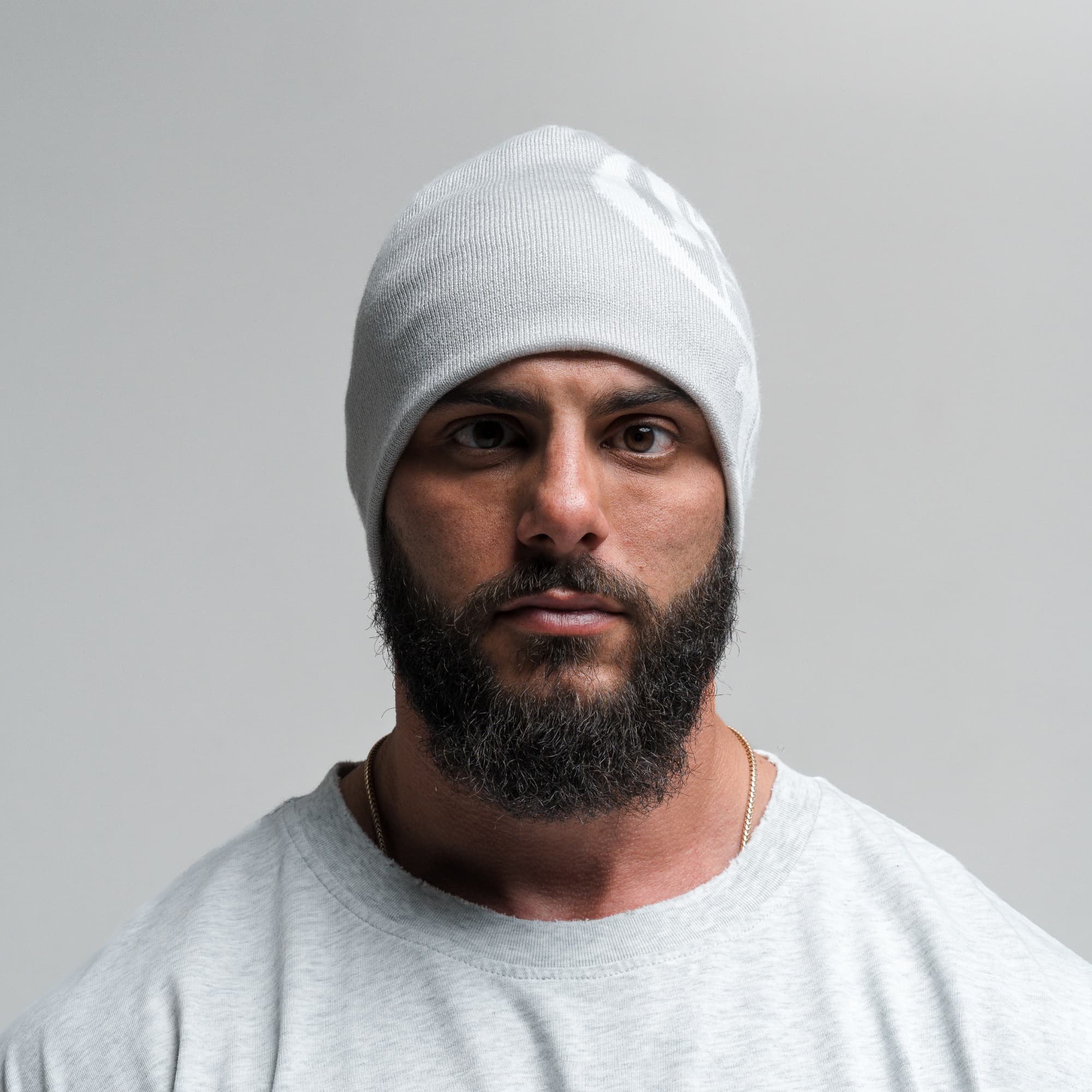 Initial Skull Cap Beanie - Gray/White - Image 2