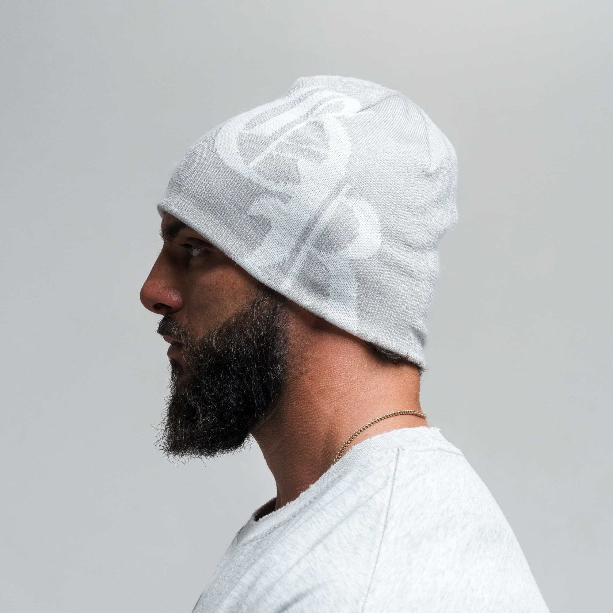 Initial Skull Cap Beanie - Gray/White - Image 3