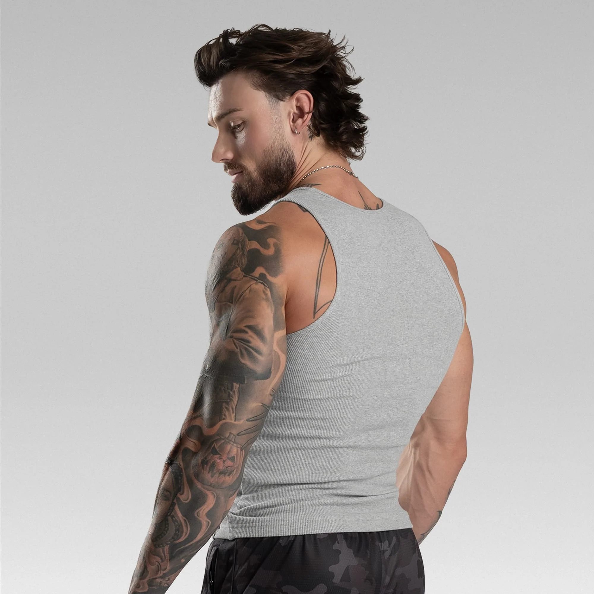 Men's Ribbed Tank 3-Pack - Black / Gray / White - Image 3