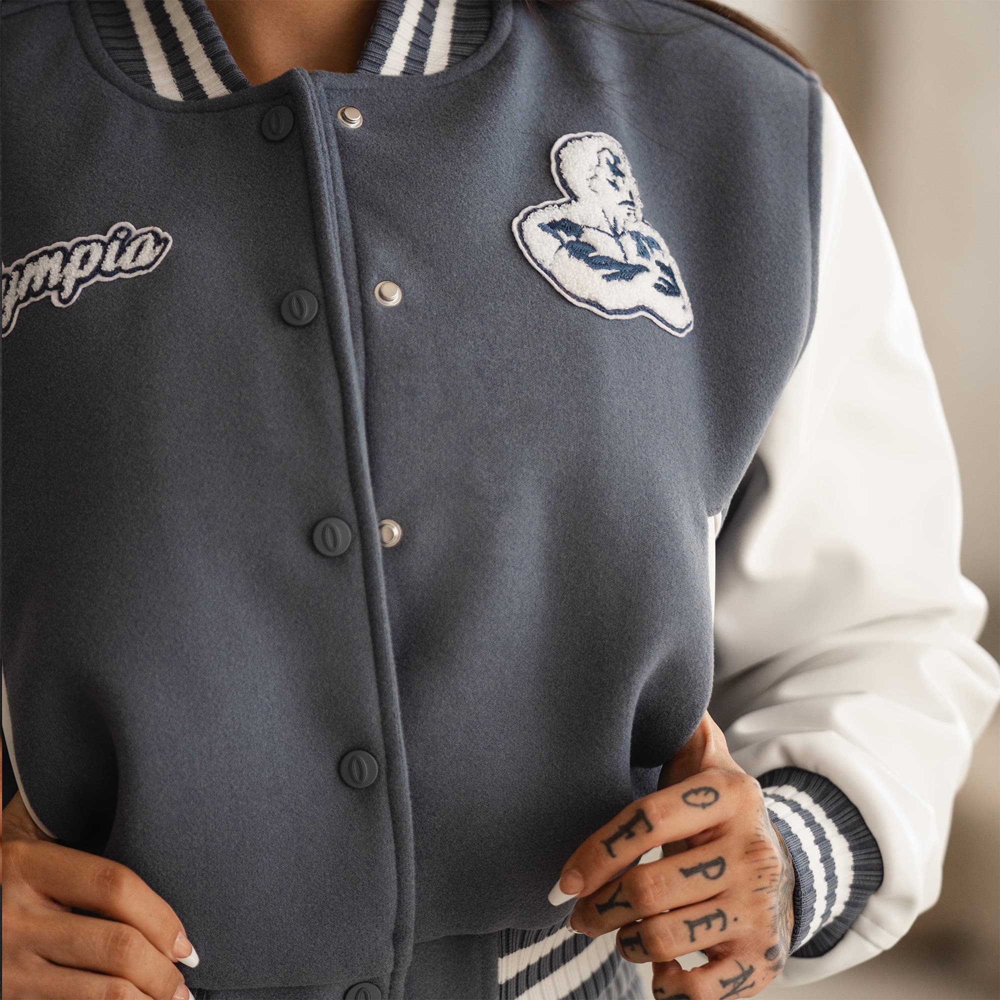 Olympia Cropped Varsity Jacket - Image 2