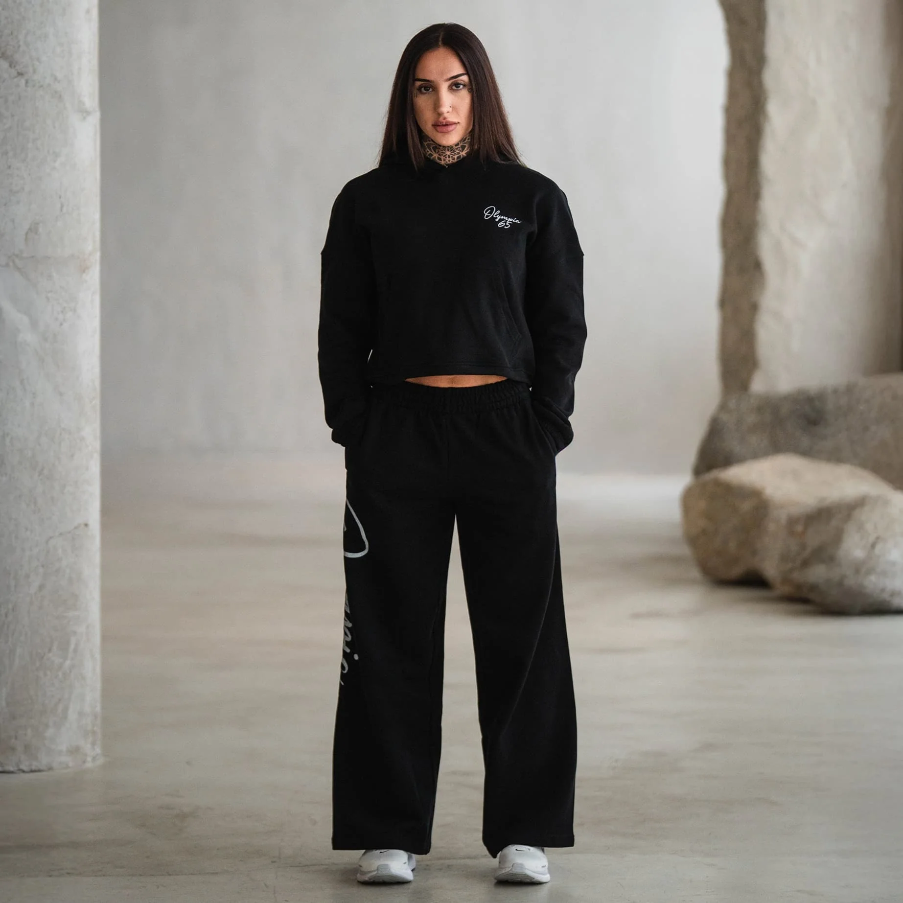 Olympia Script Cropped Hoodie - Image 2