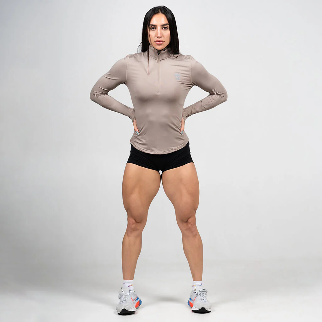Women's Performance Quarter Zip - Taupe - Image 5