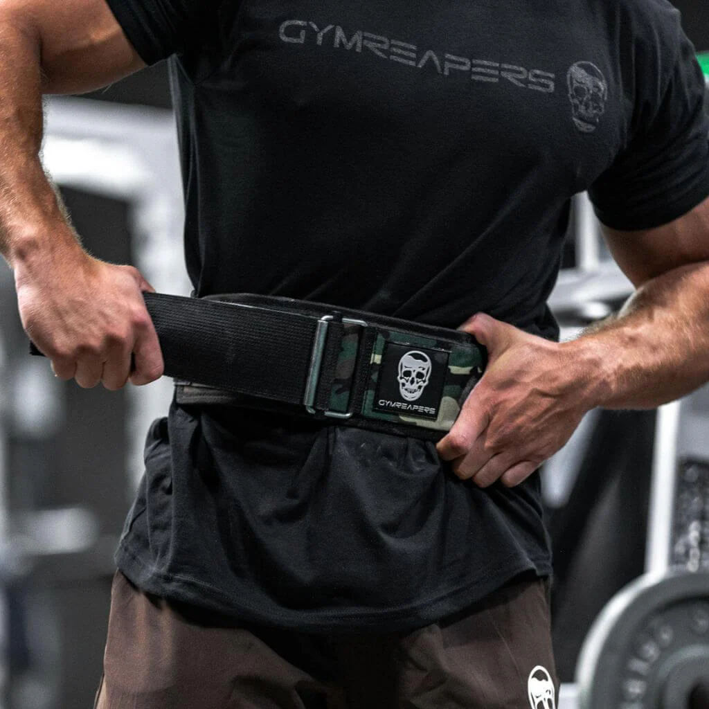 Quick Locking Weightlifting Belt | Premium Back Support - White Camo - Image 7