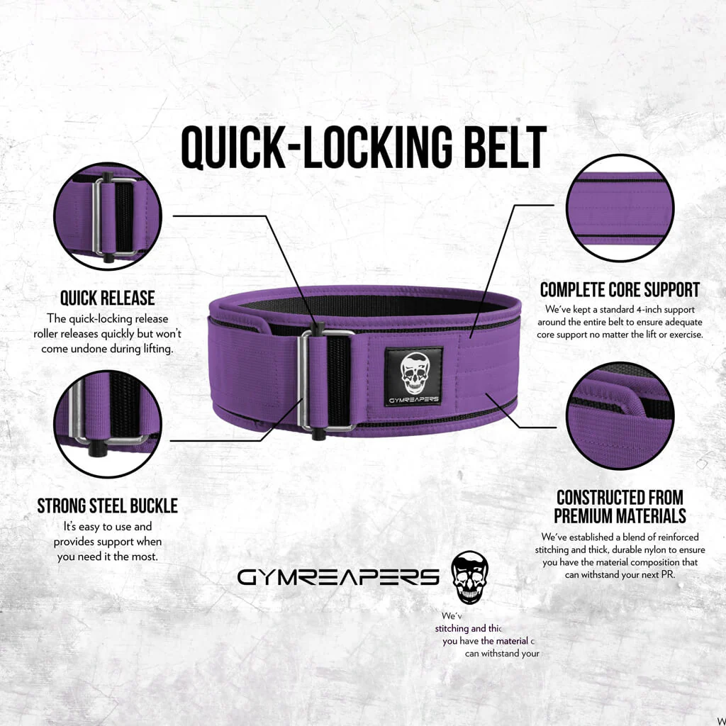 Gymreapers Quick Locking Weightlifting Belt - Purple - Image 6