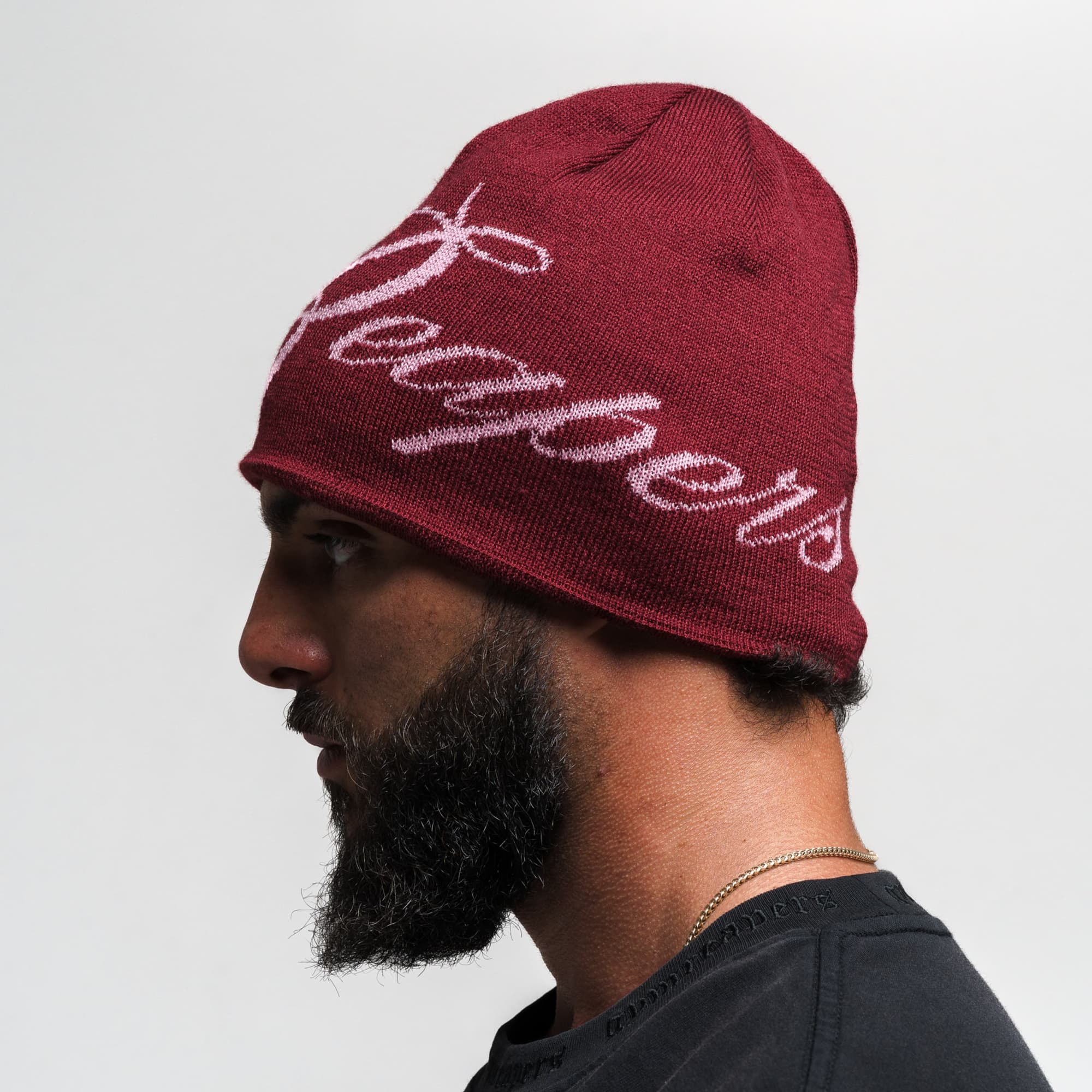 Reapers Skull Cap Beanie - Maroon/Pink - Image 3