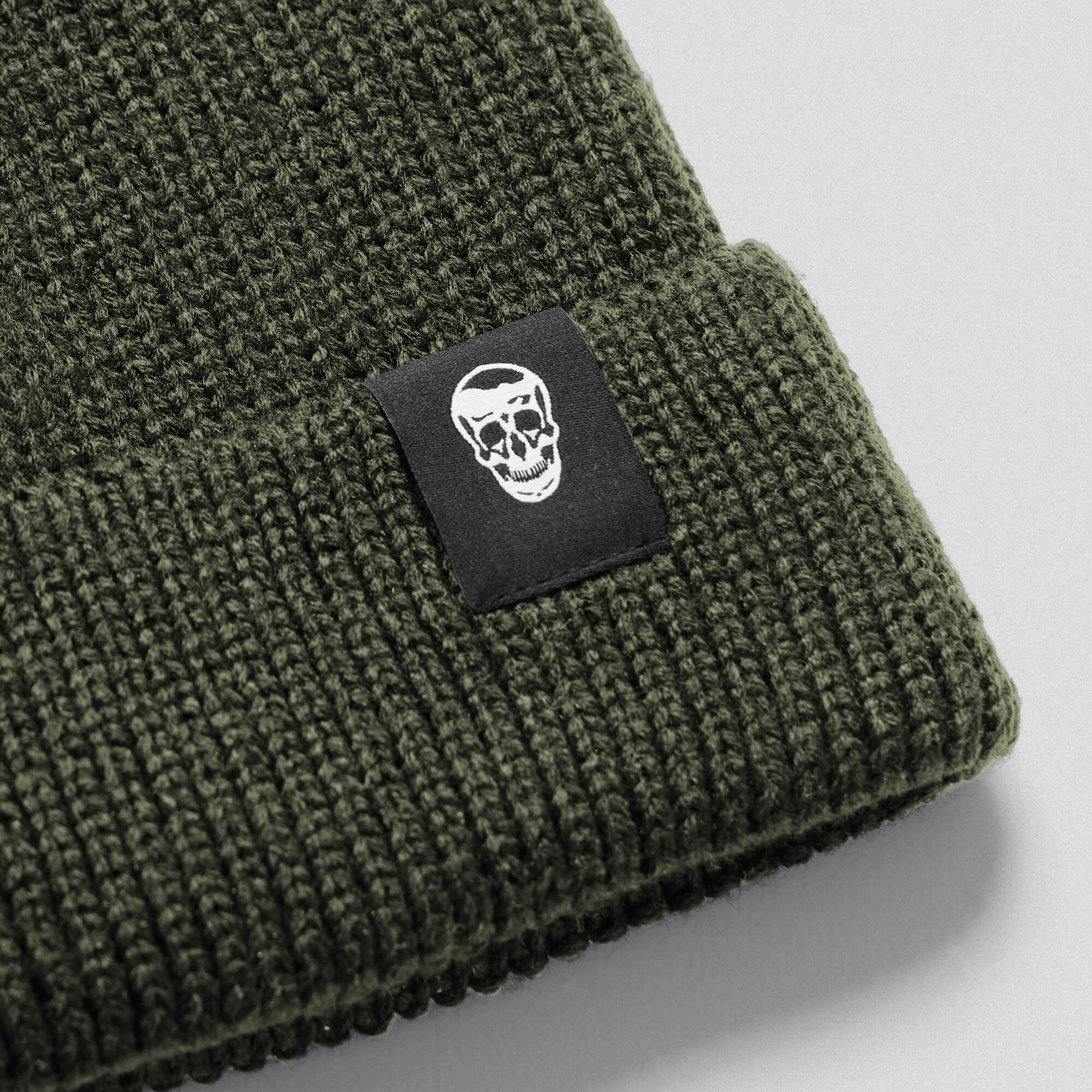 Ribbed Knit Skull Beanie - Green - Image 3