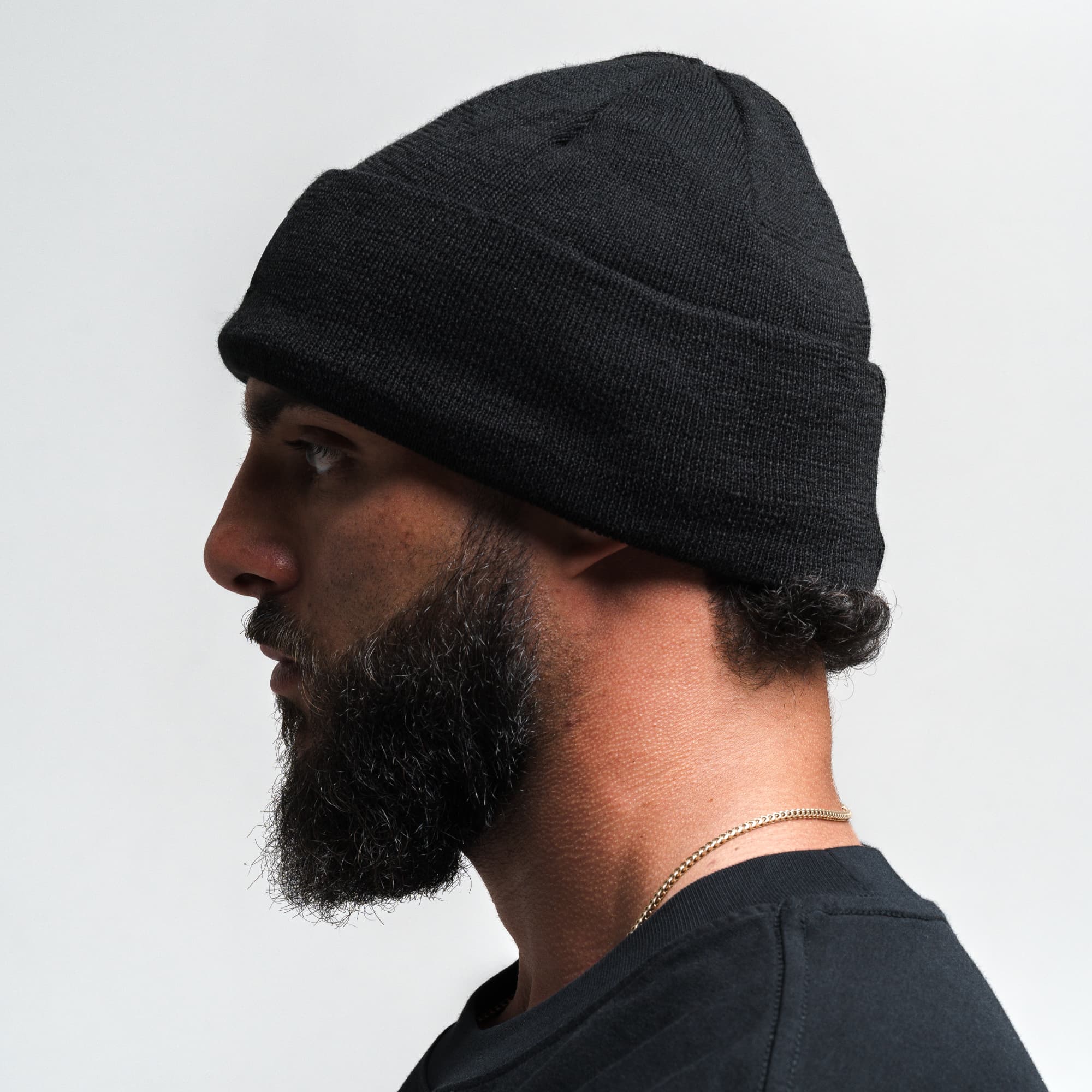 Skull Knit Cuff Beanie - Black - Image 3