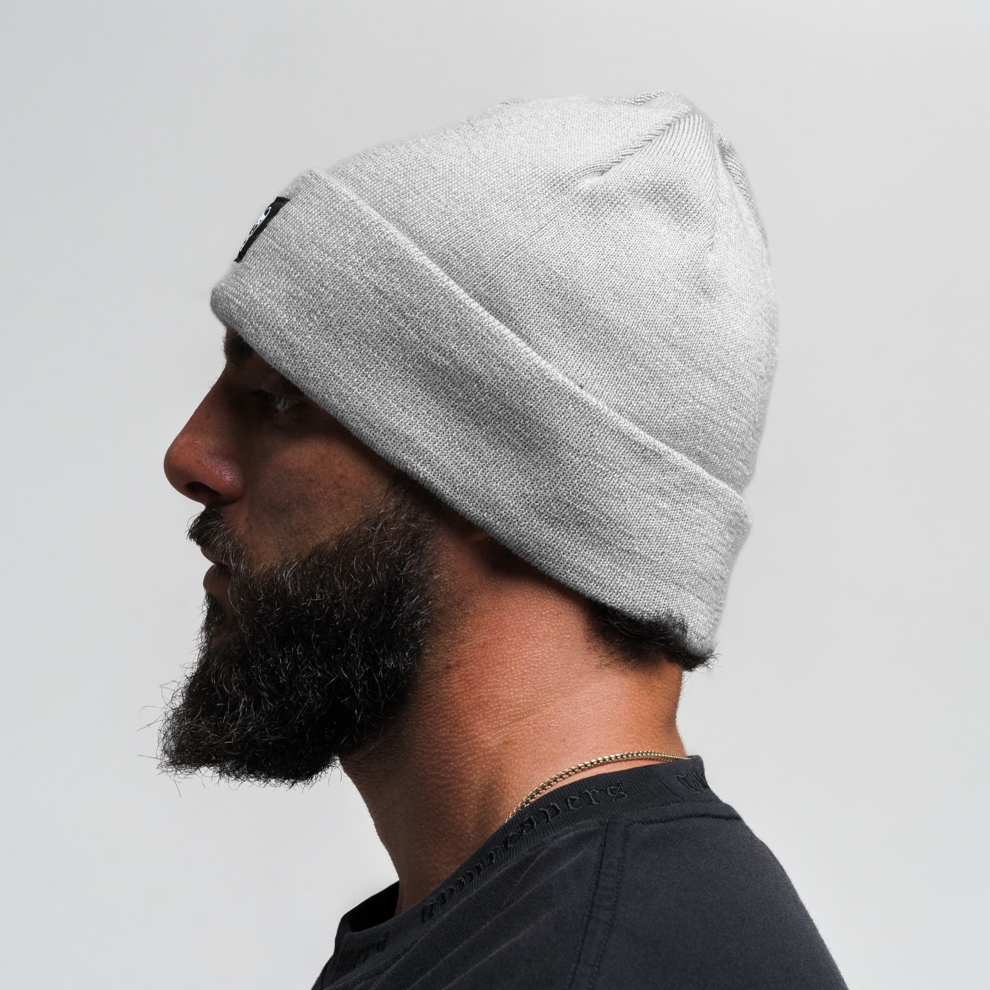 Skull Knit Cuff Beanie - Slate - Image 3
