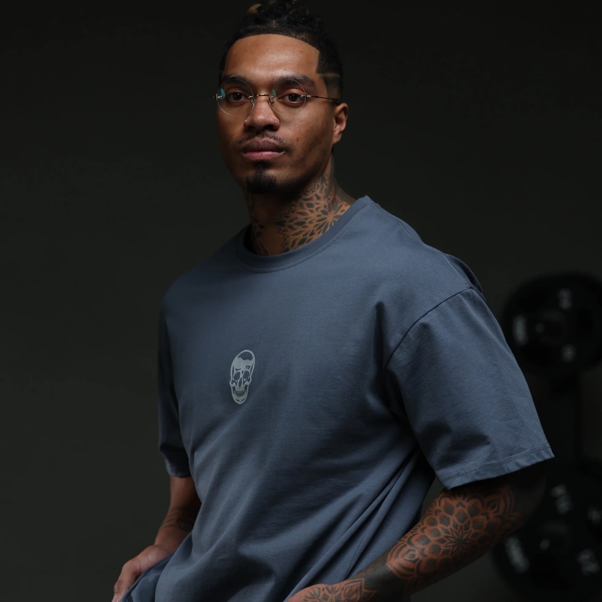 Skull Tee - Faded Blue - Image 5