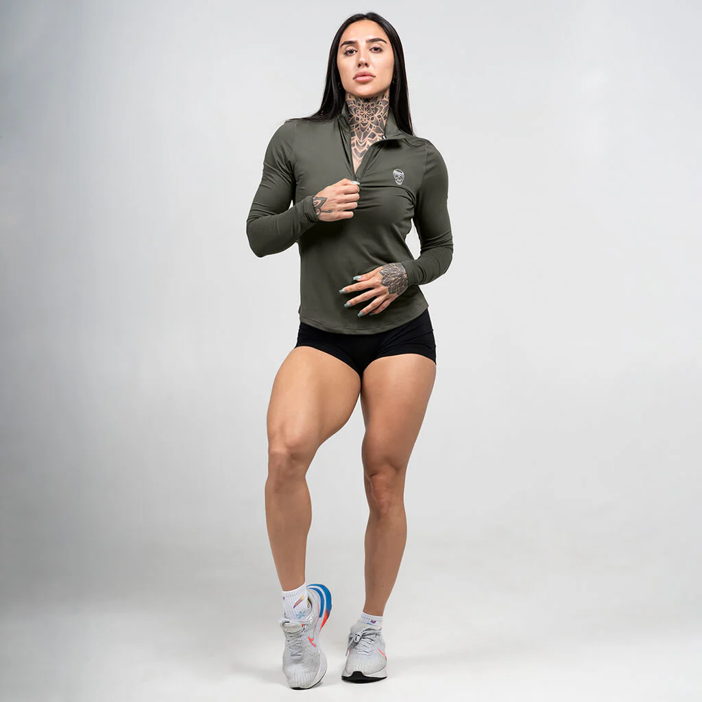 Women's Performance Quarter Zip - OD Green - Image 5
